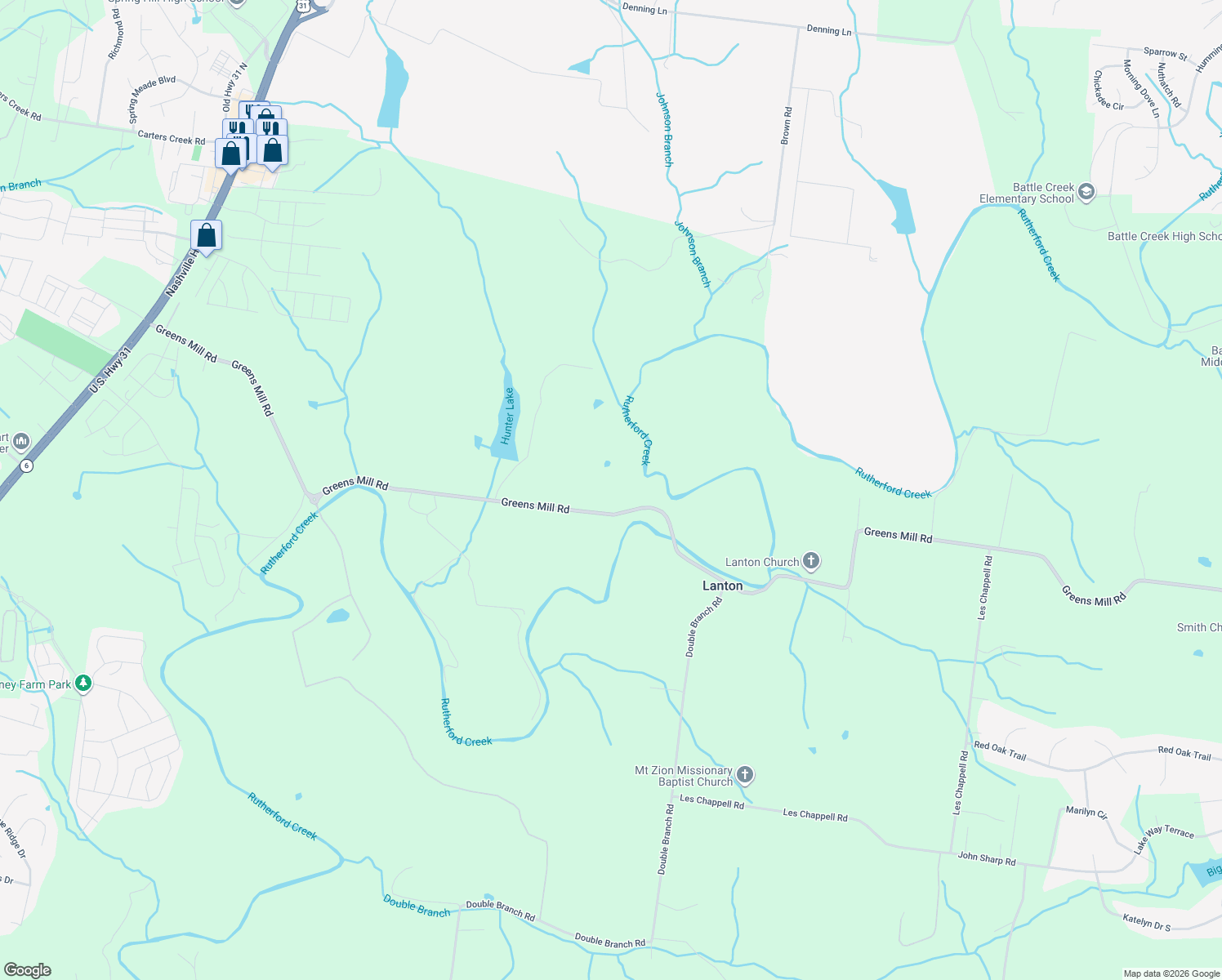 map of restaurants, bars, coffee shops, grocery stores, and more near 2755 Greens Mill Road in Columbia