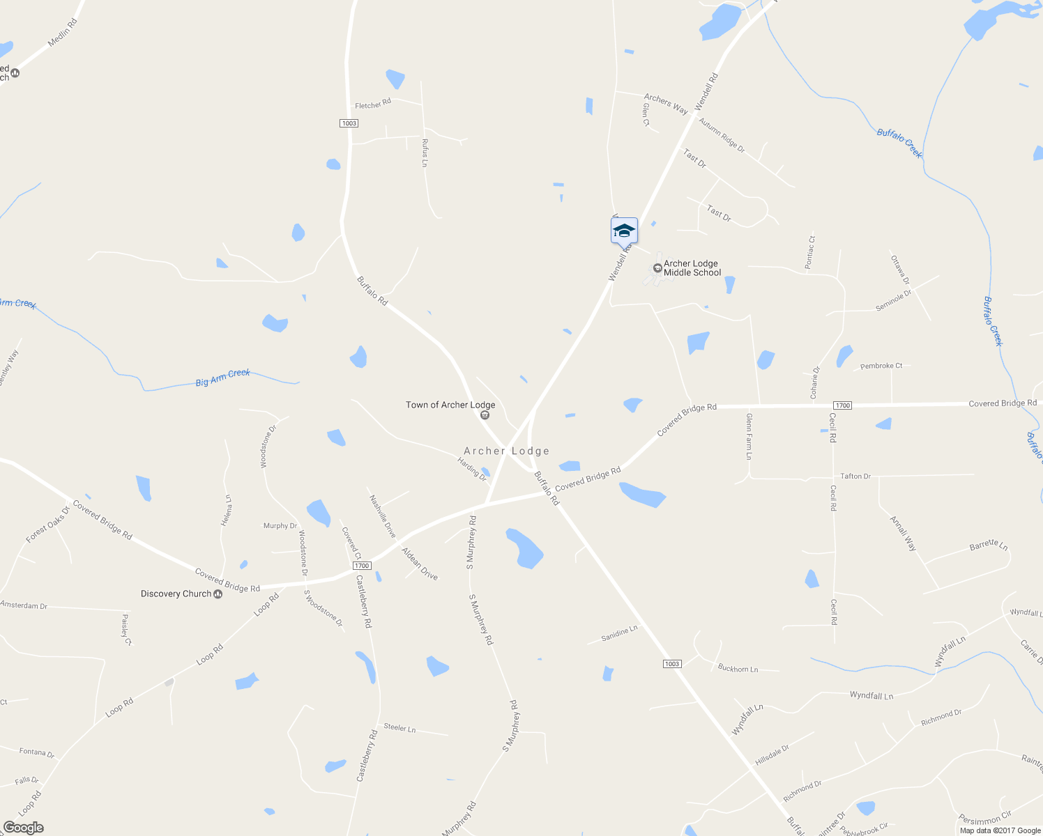 map of restaurants, bars, coffee shops, grocery stores, and more near 175 Archer Lodge Road in Clayton
