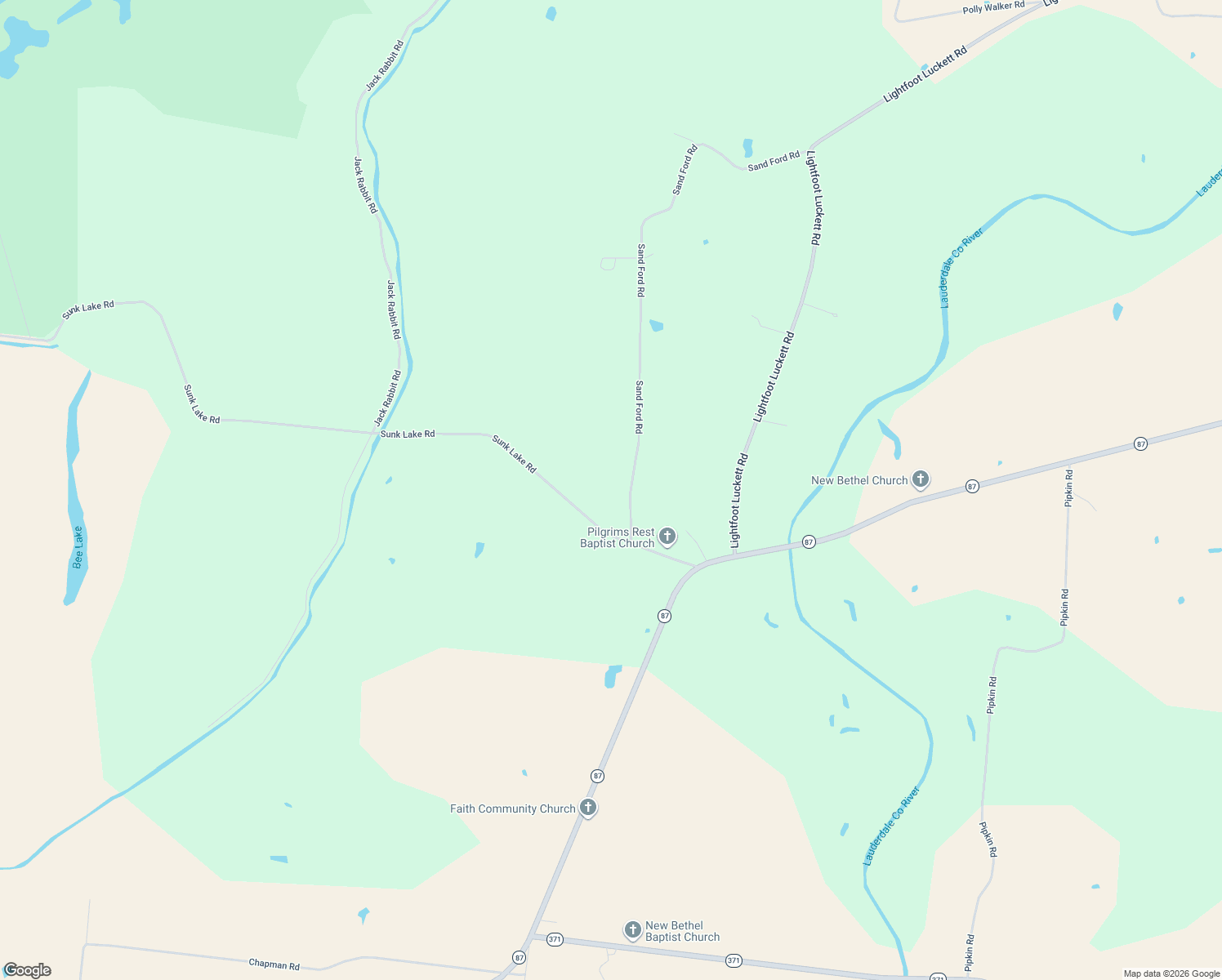 map of restaurants, bars, coffee shops, grocery stores, and more near 1495 Sand Ford Road in Henning