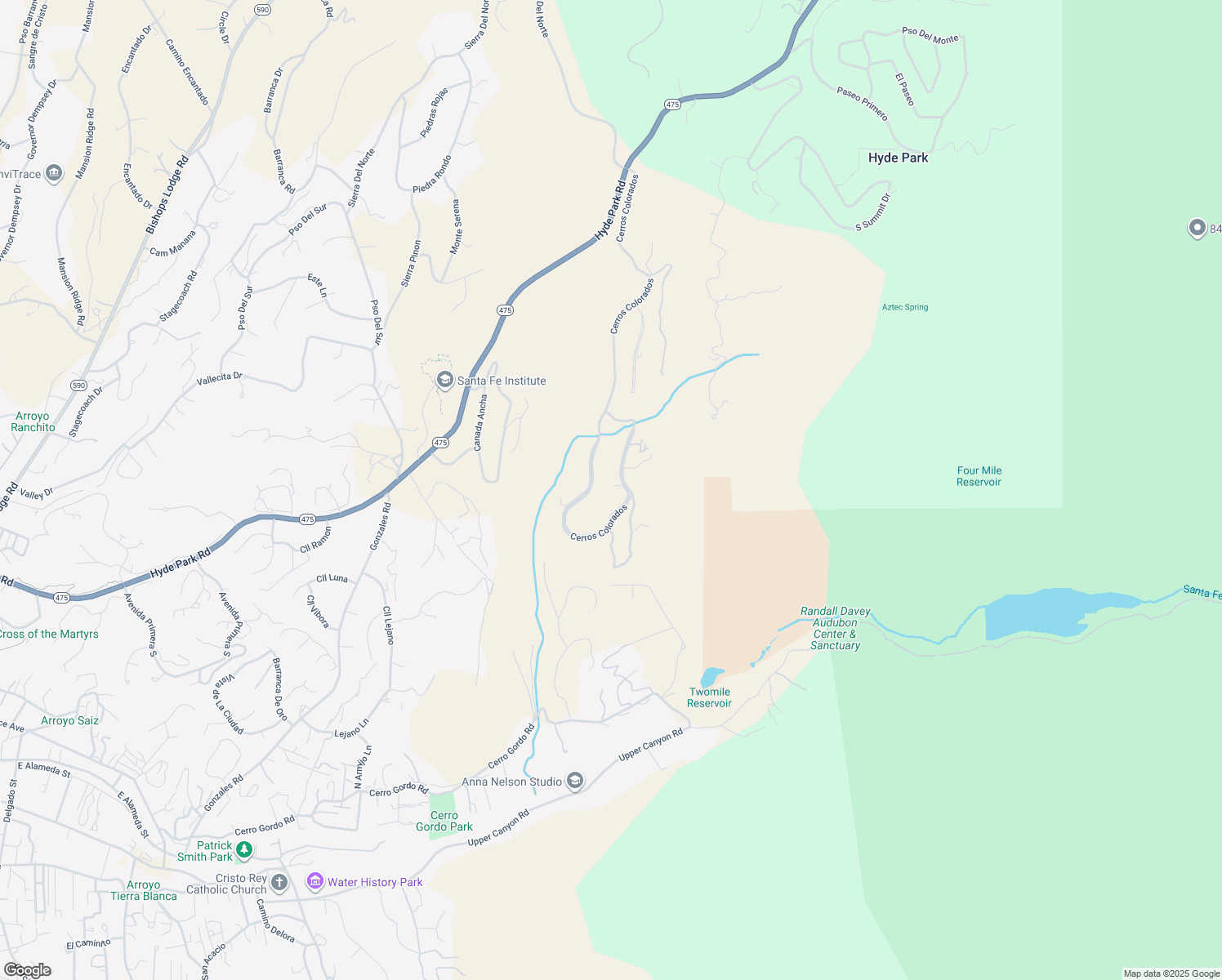 map of restaurants, bars, coffee shops, grocery stores, and more near 1961 Cerros Colorados in Santa Fe