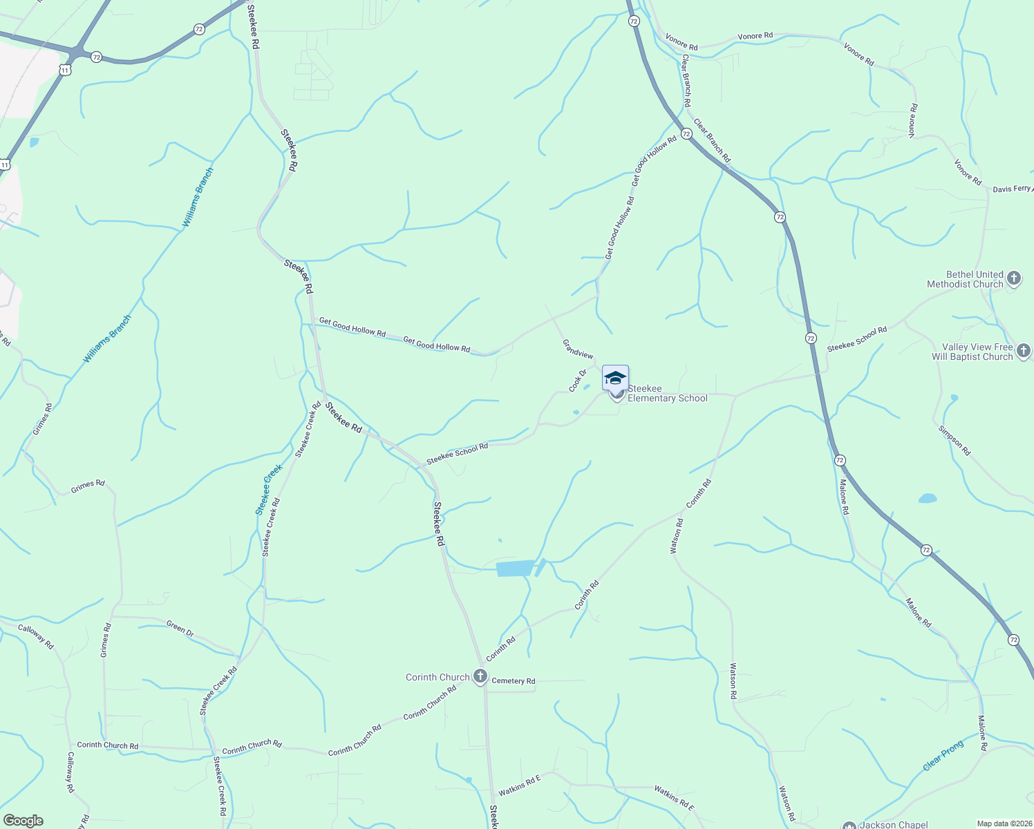 map of restaurants, bars, coffee shops, grocery stores, and more near 2511 Steekee School Road in Loudon