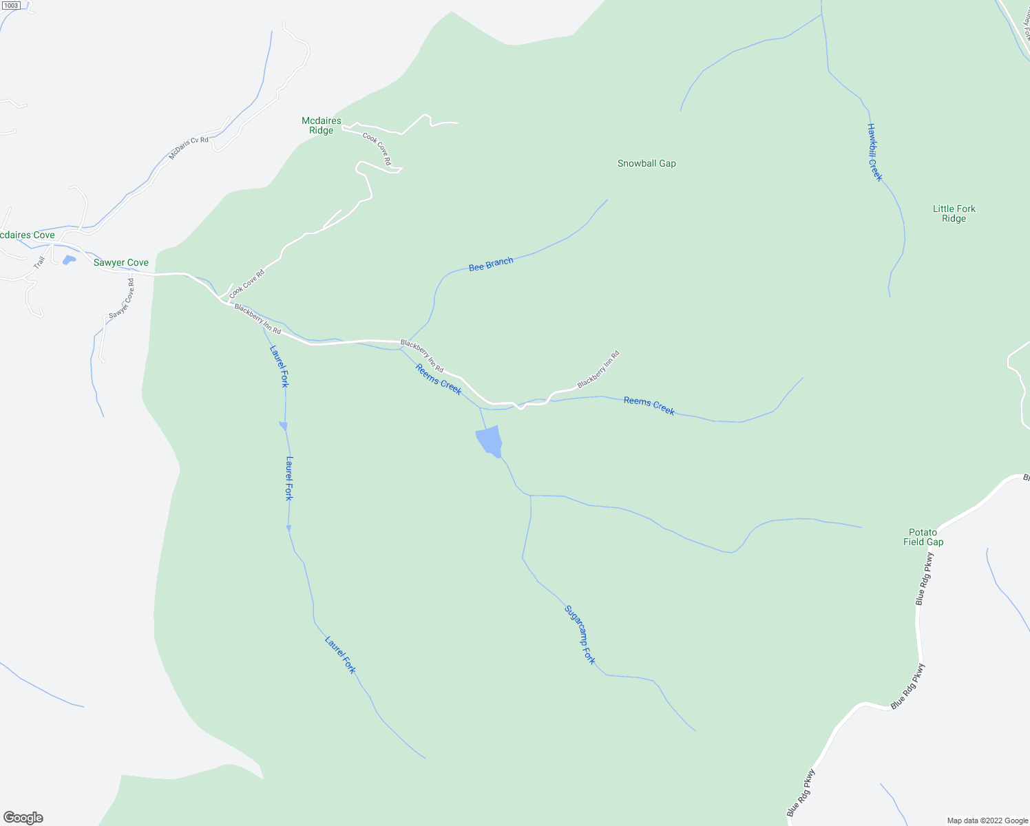 map of restaurants, bars, coffee shops, grocery stores, and more near 455 Blackberry Inn Road in Weaverville