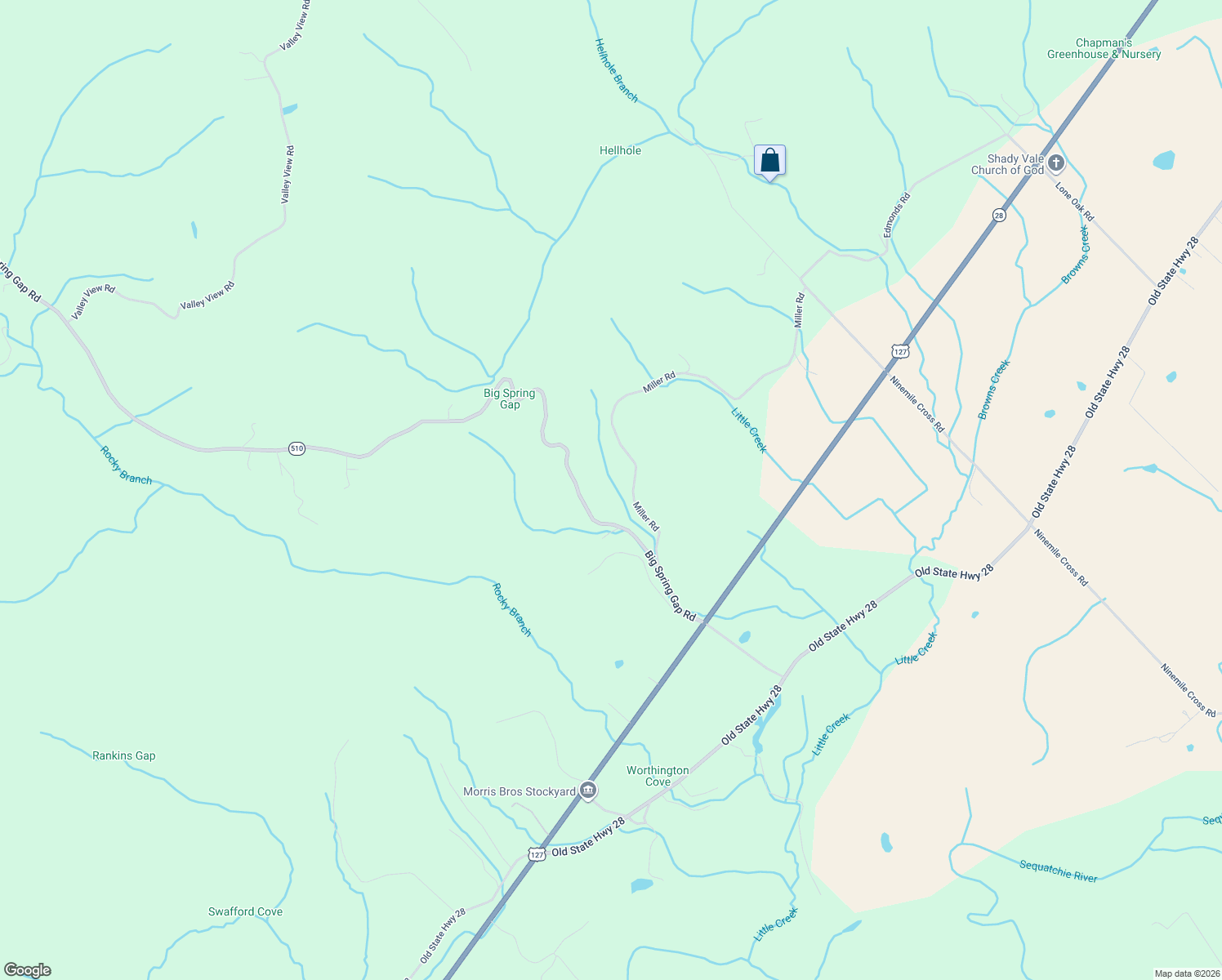 map of restaurants, bars, coffee shops, grocery stores, and more near 239 Miller Rd in Pikeville