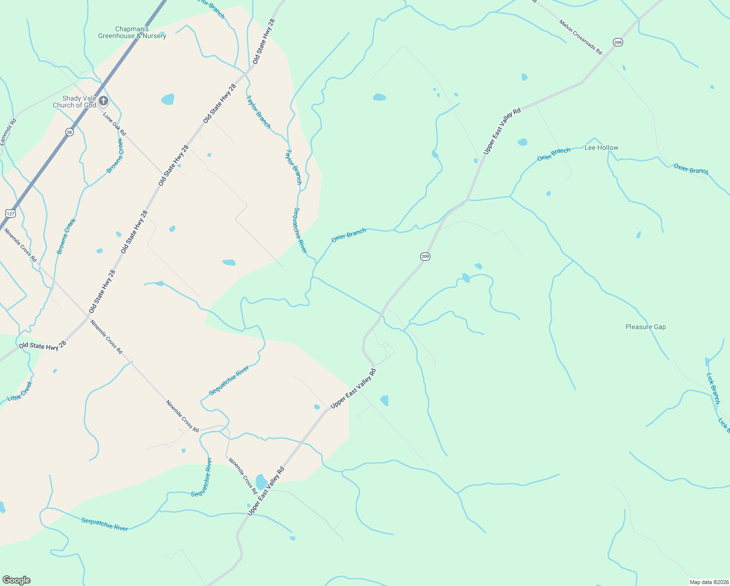 map of restaurants, bars, coffee shops, grocery stores, and more near 10151 Upper East Valley Road in Pikeville