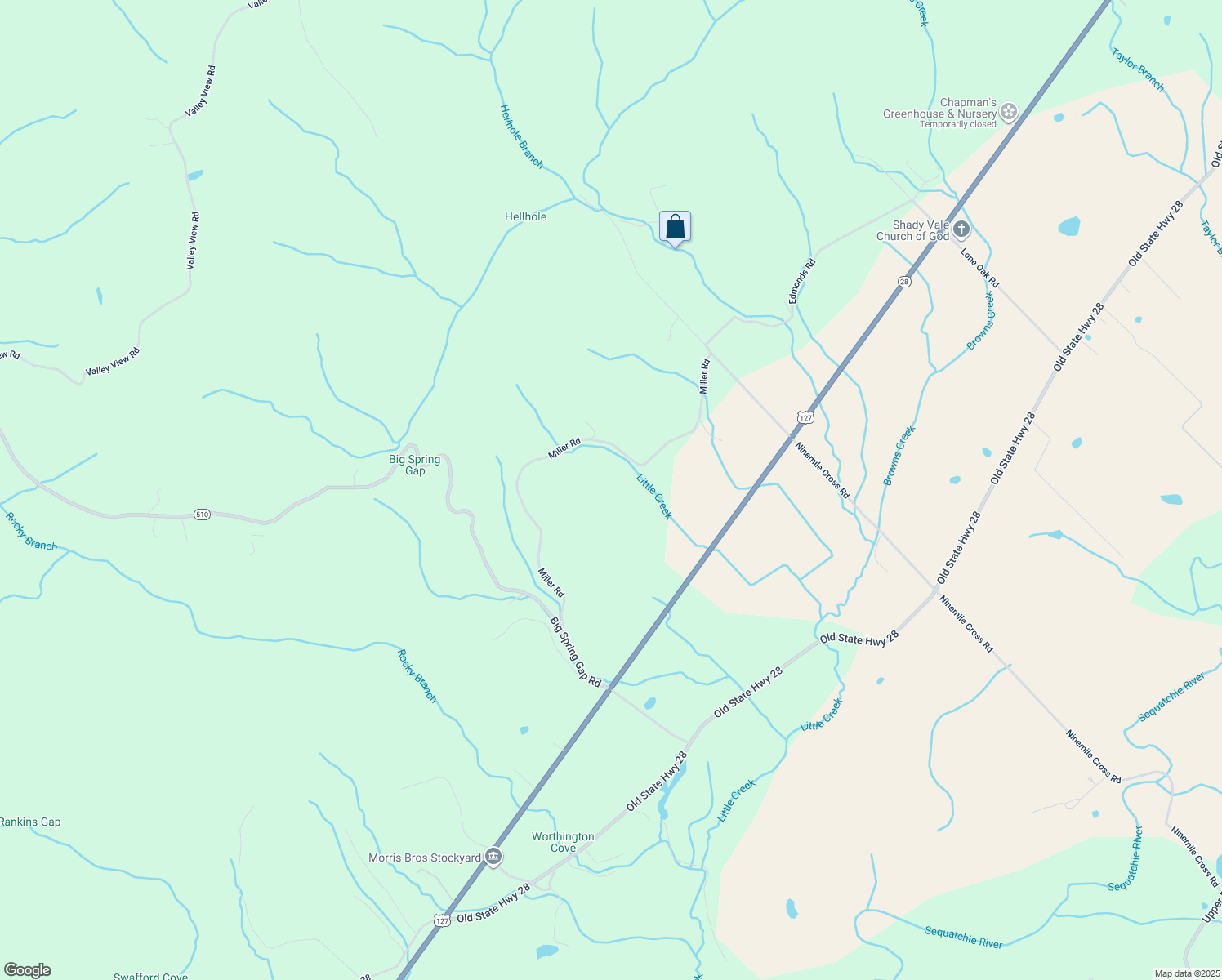 map of restaurants, bars, coffee shops, grocery stores, and more near State Highway 507 in Pikeville