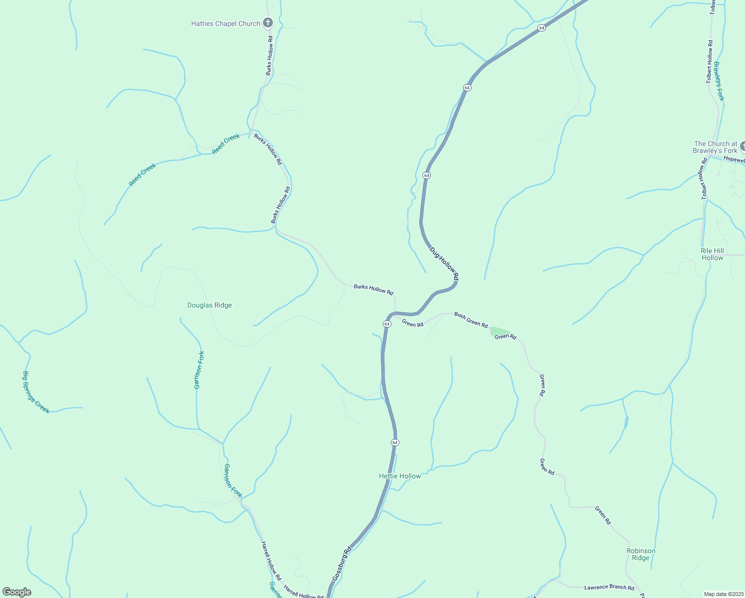 map of restaurants, bars, coffee shops, grocery stores, and more near Burks Hollow Road in Beechgrove