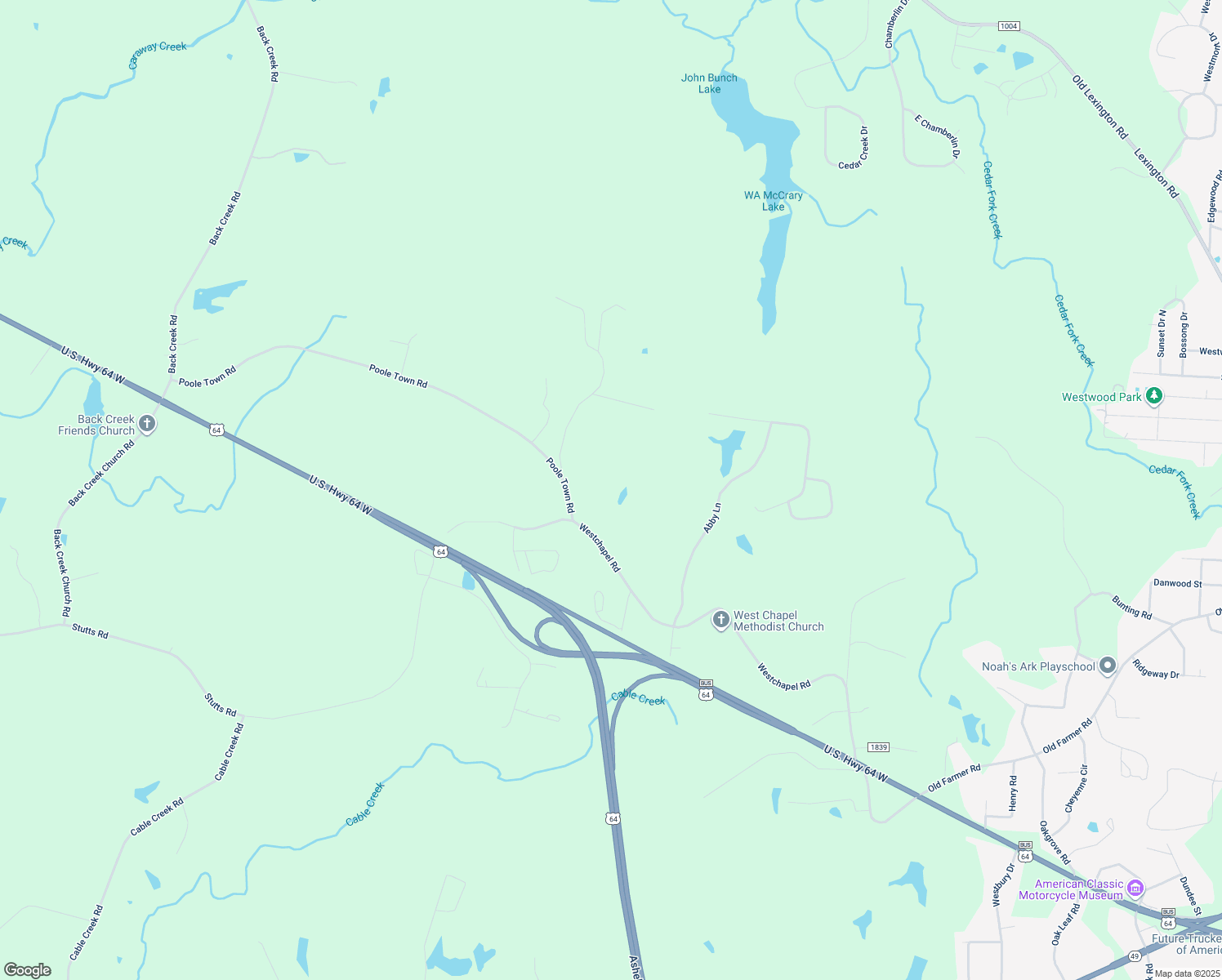 map of restaurants, bars, coffee shops, grocery stores, and more near 1762 Poole Town Road in Asheboro