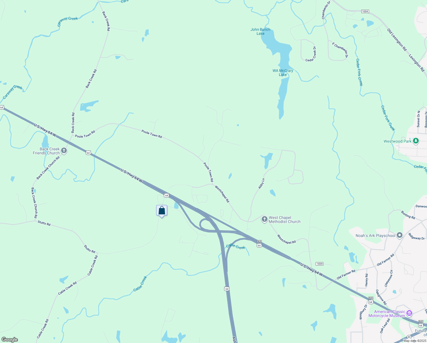 map of restaurants, bars, coffee shops, grocery stores, and more near 1762 Poole Town Road in Asheboro
