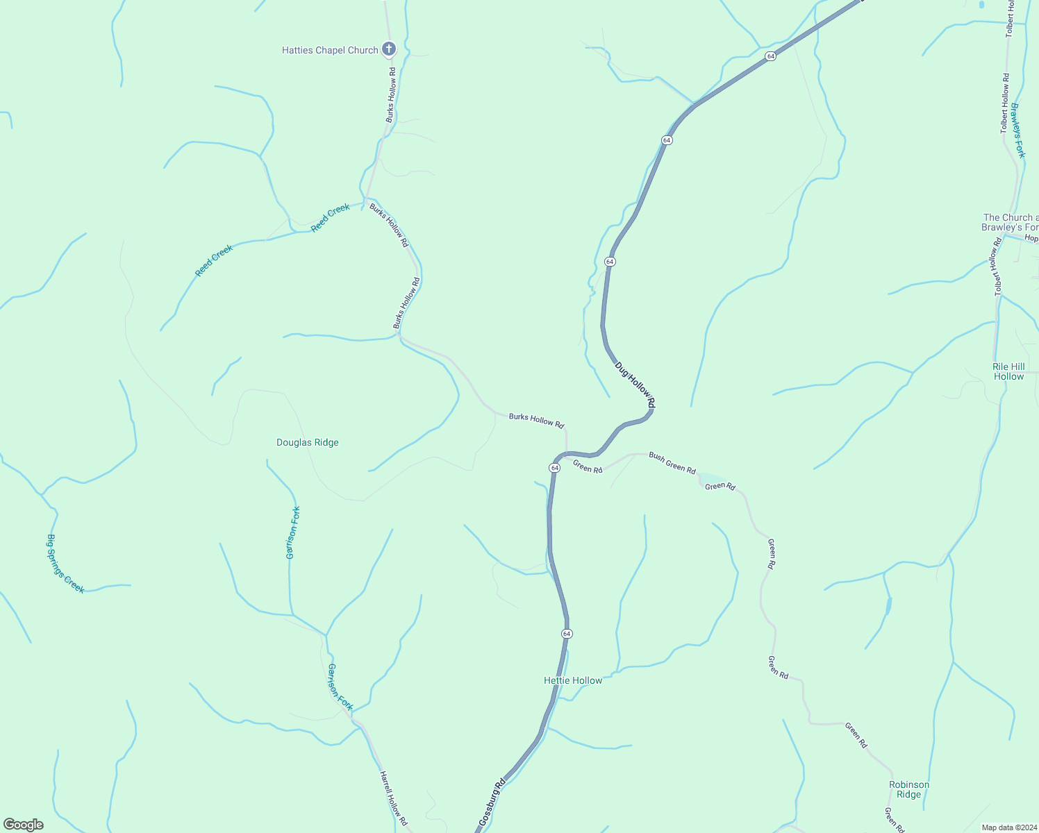 map of restaurants, bars, coffee shops, grocery stores, and more near Burks Hollow Road in Beechgrove