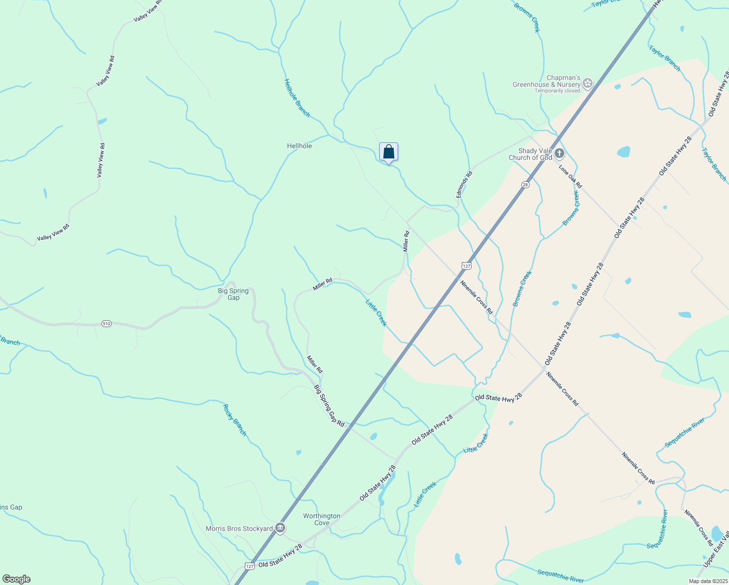map of restaurants, bars, coffee shops, grocery stores, and more near State Highway 507 in Pikeville