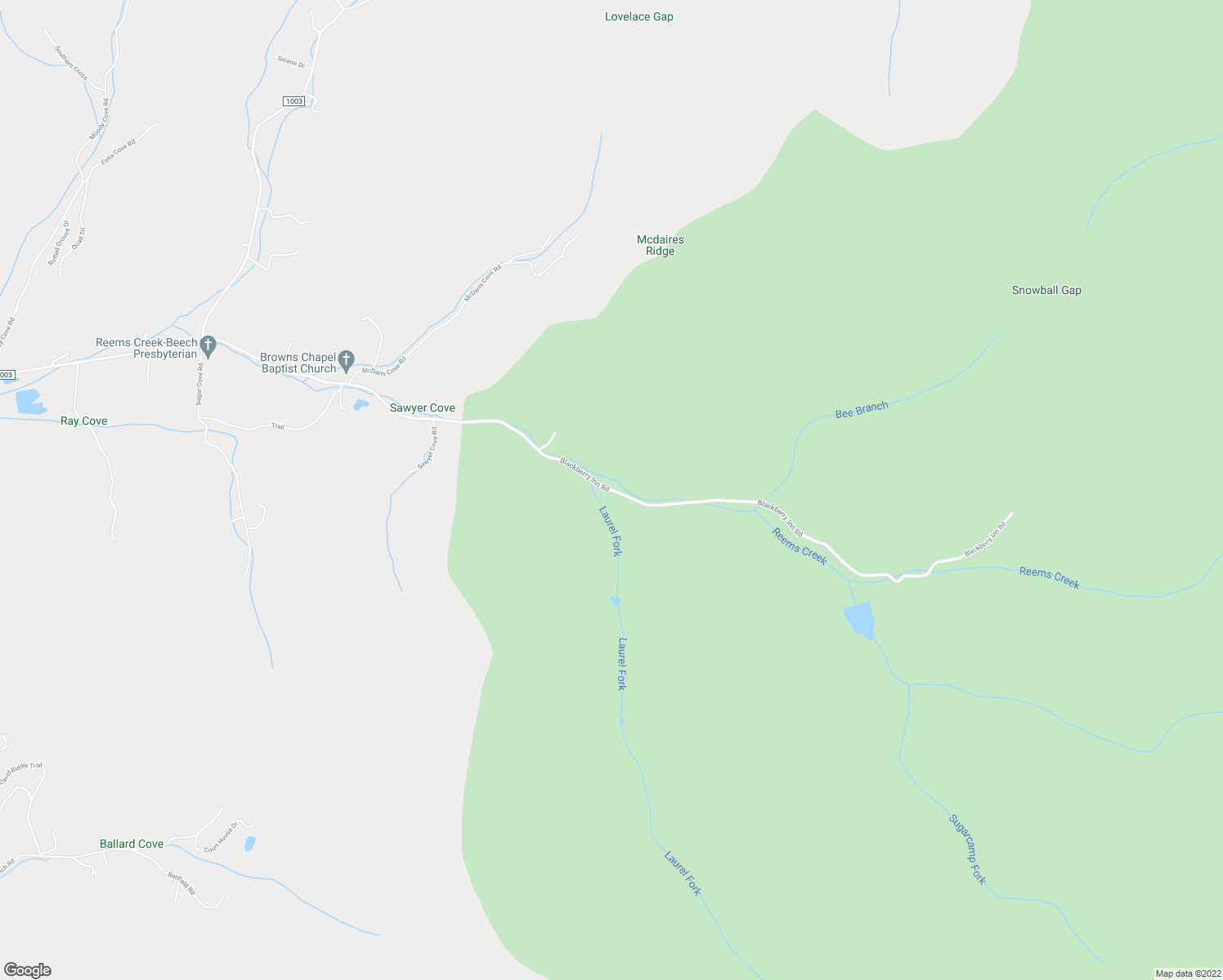 map of restaurants, bars, coffee shops, grocery stores, and more near 265 Blackberry Inn Road in Weaverville