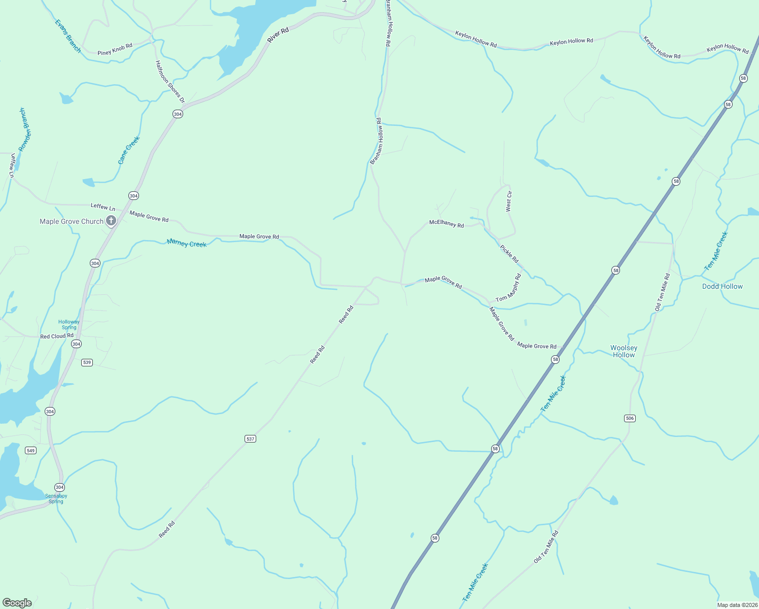 map of restaurants, bars, coffee shops, grocery stores, and more near 119 Maple Grove Road in Ten Mile