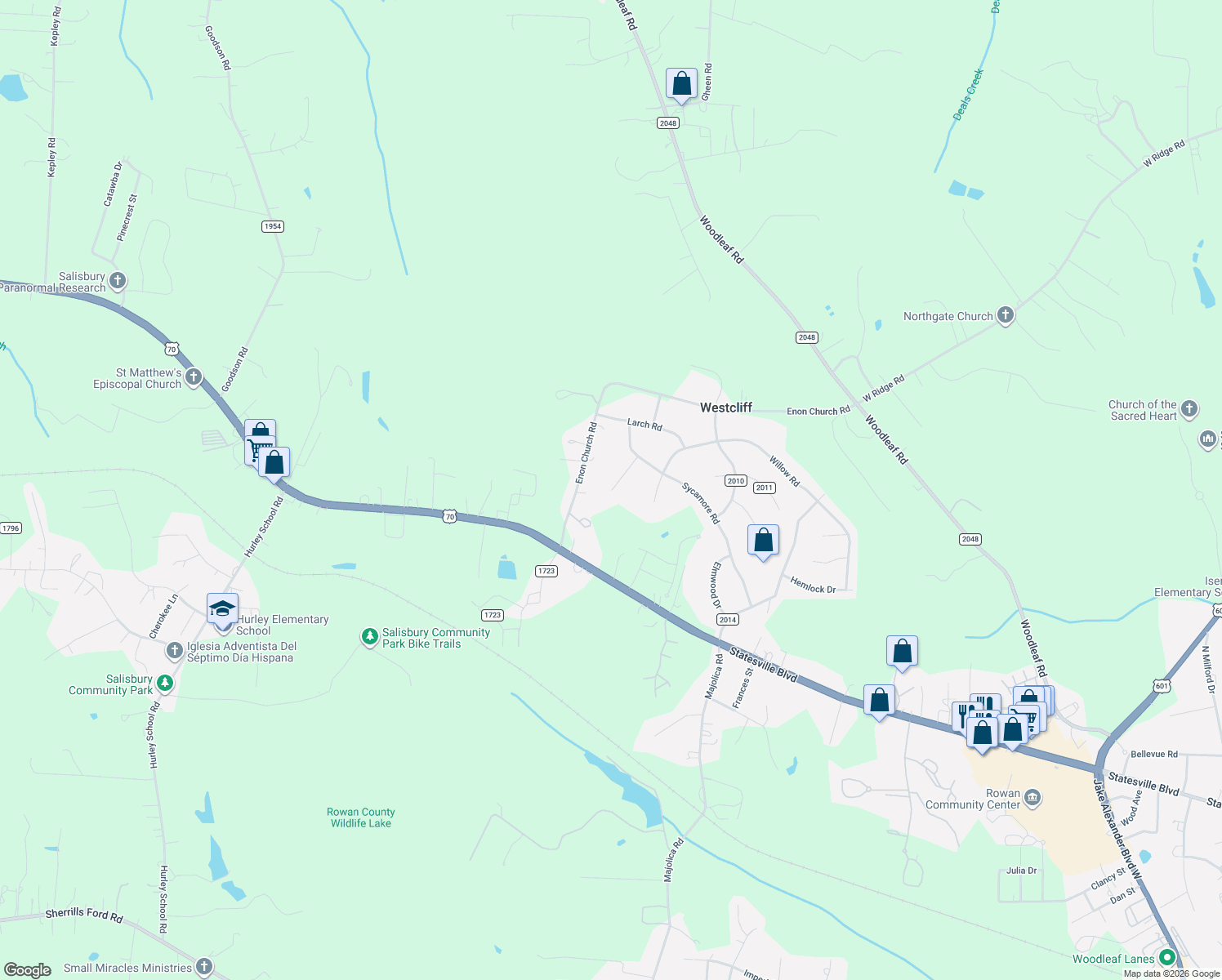 map of restaurants, bars, coffee shops, grocery stores, and more near 101 Spruce Drive in Salisbury