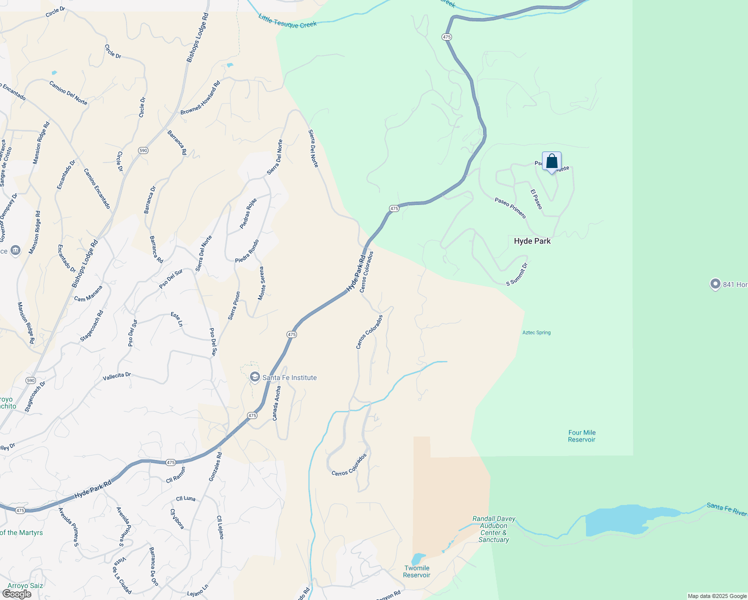 map of restaurants, bars, coffee shops, grocery stores, and more near 1817 Cerros Colorados in Santa Fe