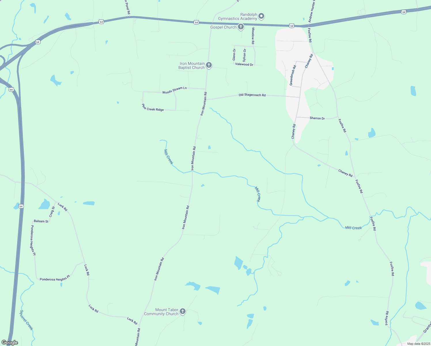 map of restaurants, bars, coffee shops, grocery stores, and more near 2621 Iron Loop Drive in Asheboro