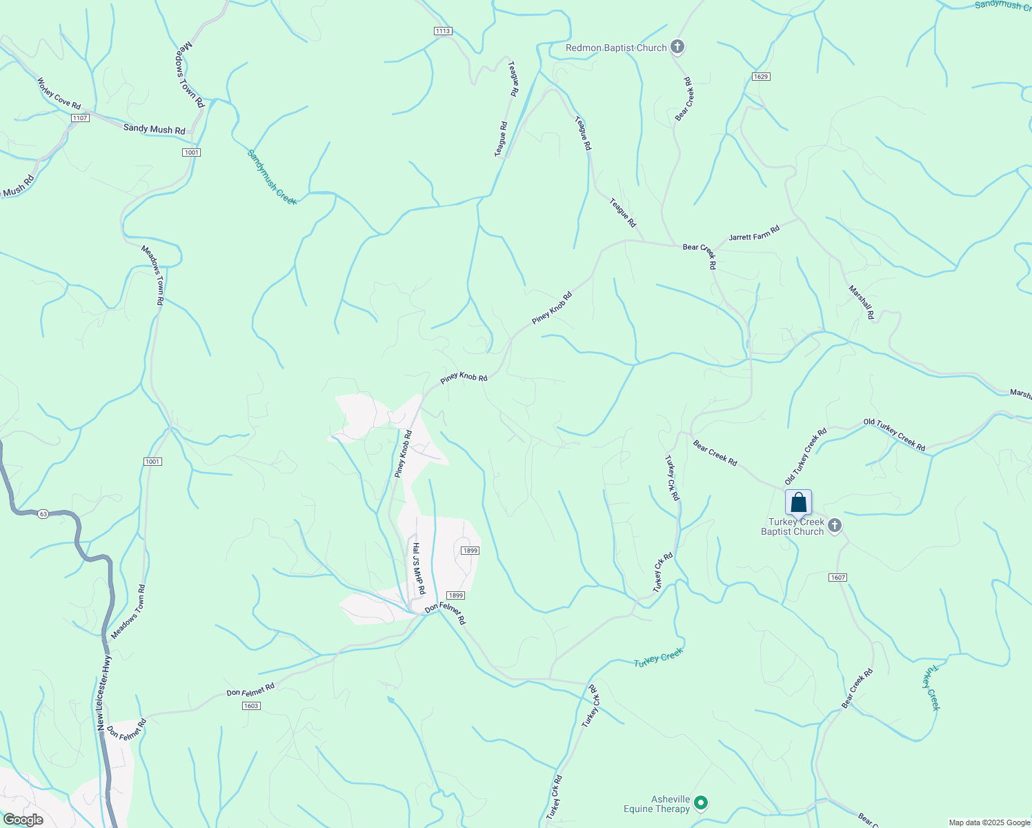map of restaurants, bars, coffee shops, grocery stores, and more near Piney Knob Road in Marshall