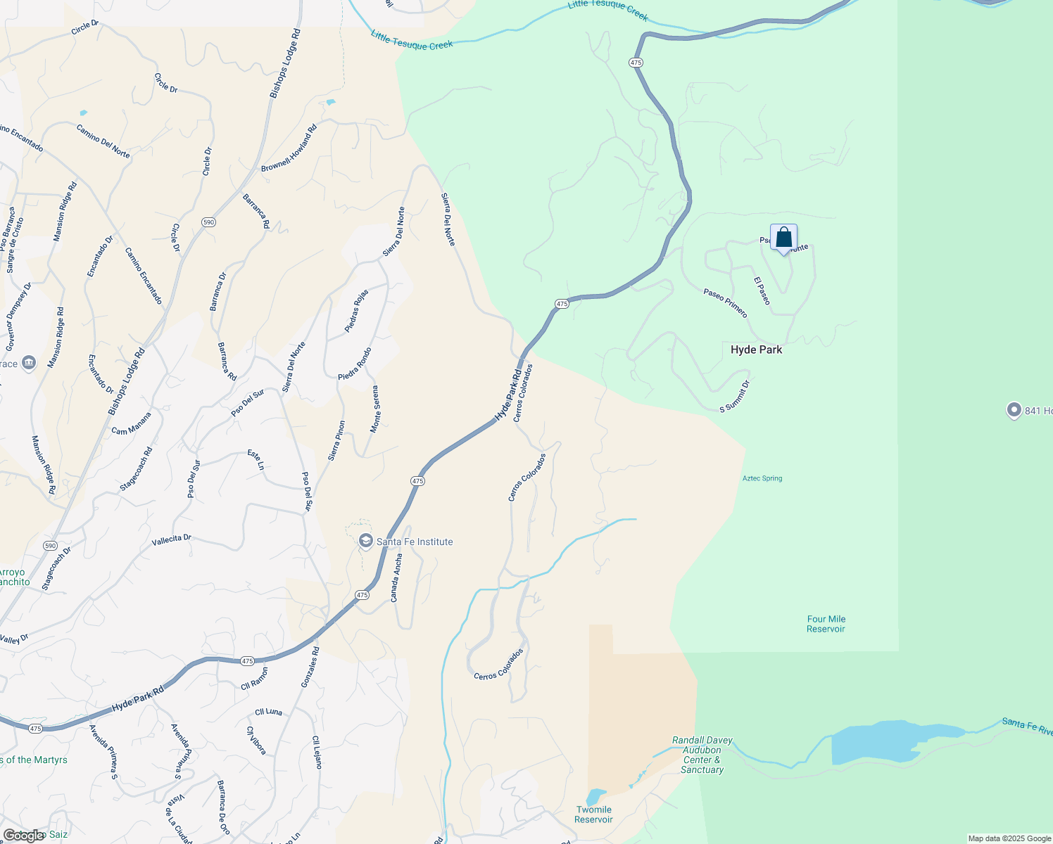 map of restaurants, bars, coffee shops, grocery stores, and more near 1817 Cerros Colorados in Santa Fe