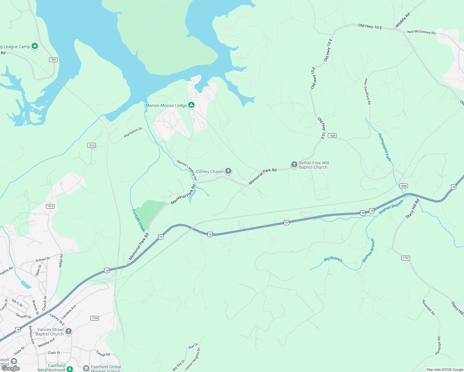 map of restaurants, bars, coffee shops, grocery stores, and more near 1146 Old Highway 10 East in Marion
