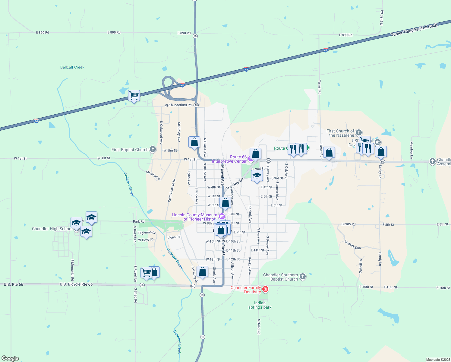 map of restaurants, bars, coffee shops, grocery stores, and more near 306 Manvel Avenue in Chandler