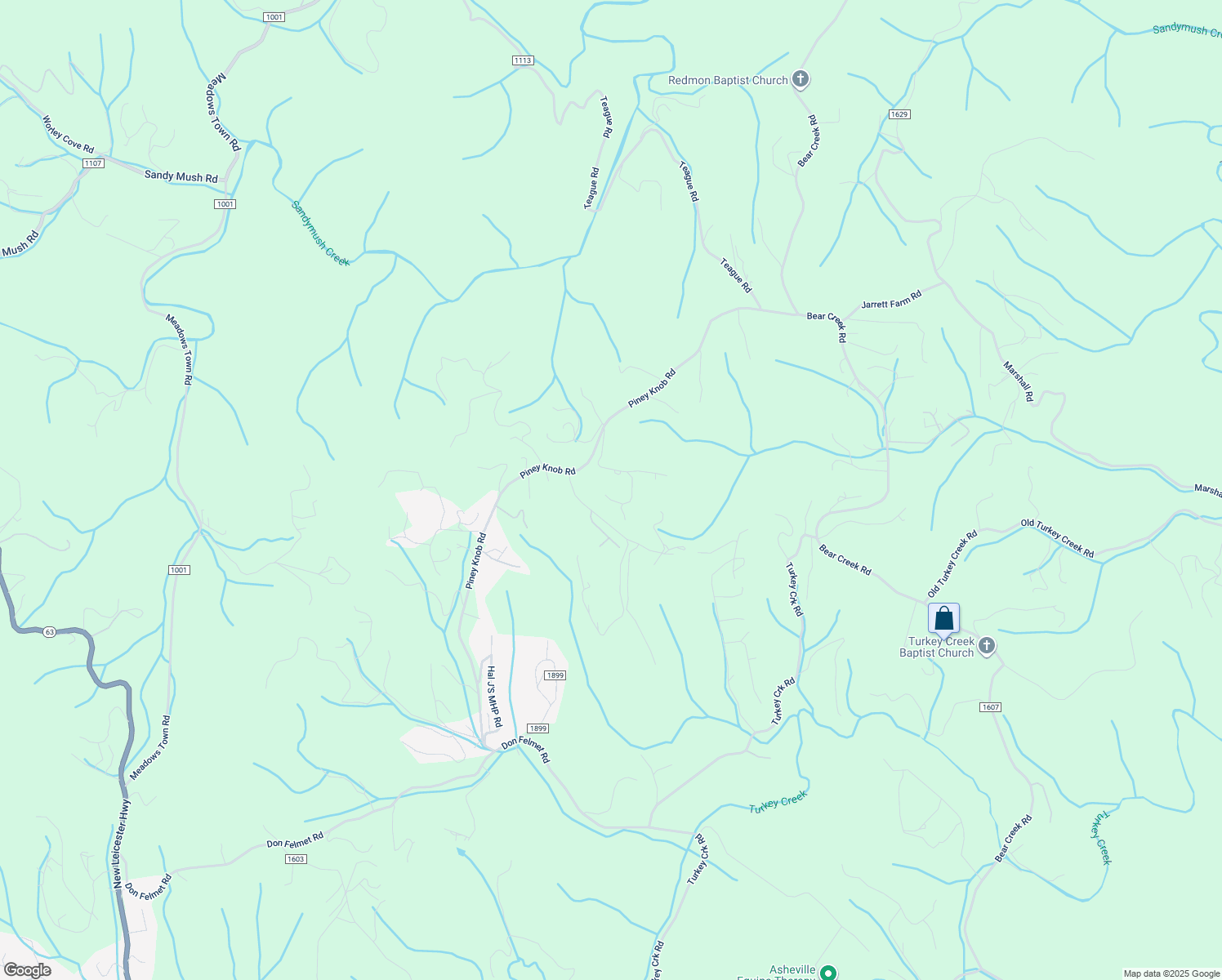 map of restaurants, bars, coffee shops, grocery stores, and more near Piney Knob Road in Marshall