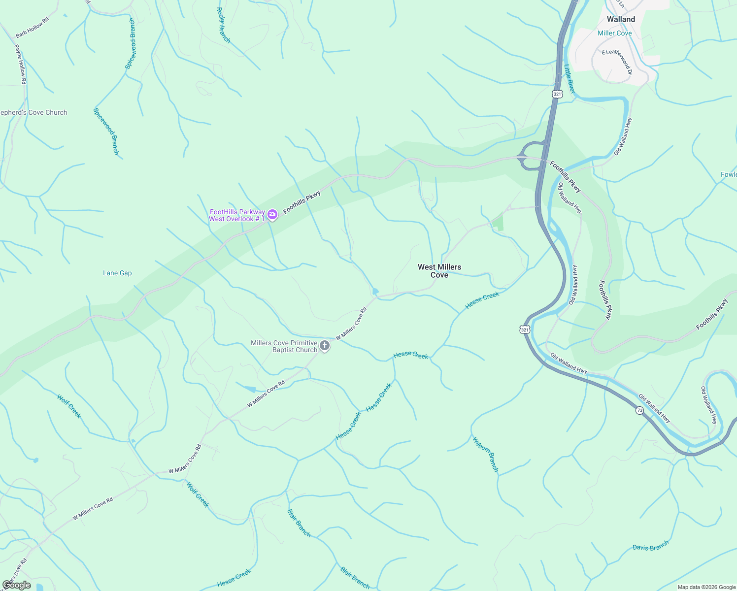 map of restaurants, bars, coffee shops, grocery stores, and more near 115 Hatcher Creek Lane in Walland