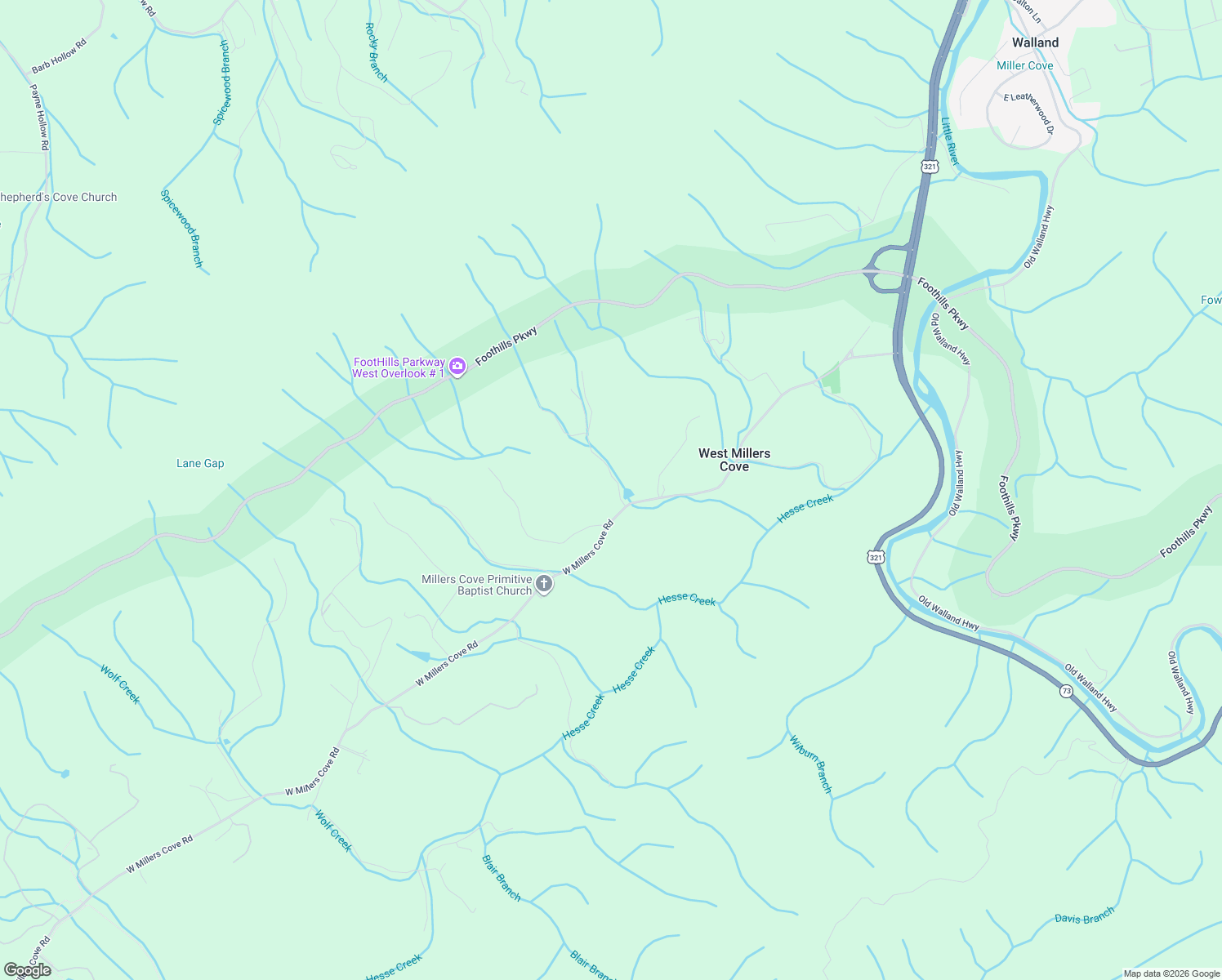 map of restaurants, bars, coffee shops, grocery stores, and more near 115 Hatcher Creek Lane in Walland