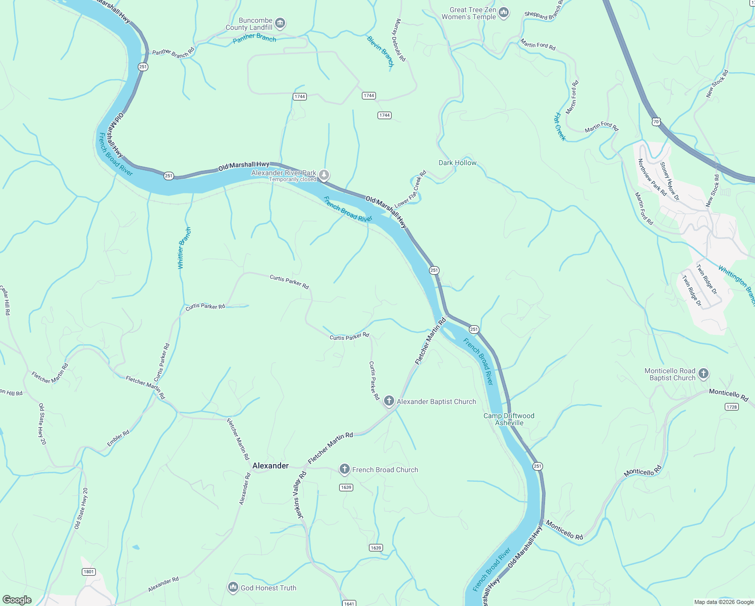 map of restaurants, bars, coffee shops, grocery stores, and more near 50 Firefly Ridge Trail in Alexander