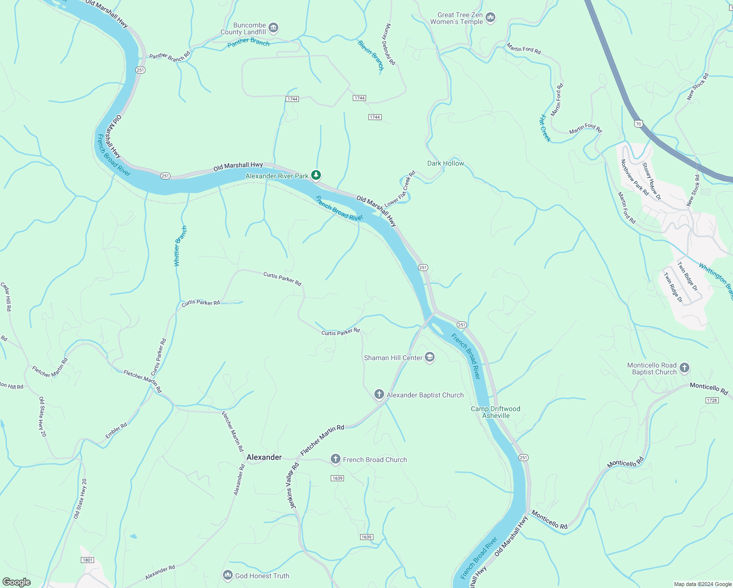 map of restaurants, bars, coffee shops, grocery stores, and more near 50 Firefly Ridge Trail in Alexander
