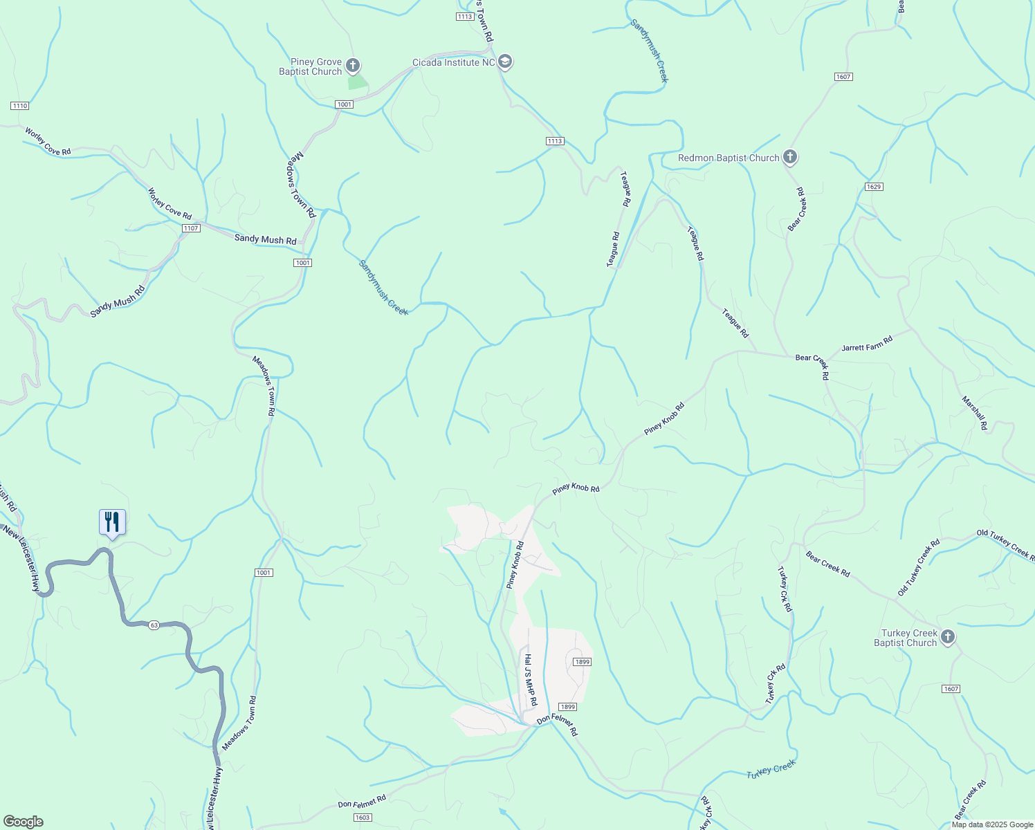 map of restaurants, bars, coffee shops, grocery stores, and more near 99999 Piney Knob Road in Marshall