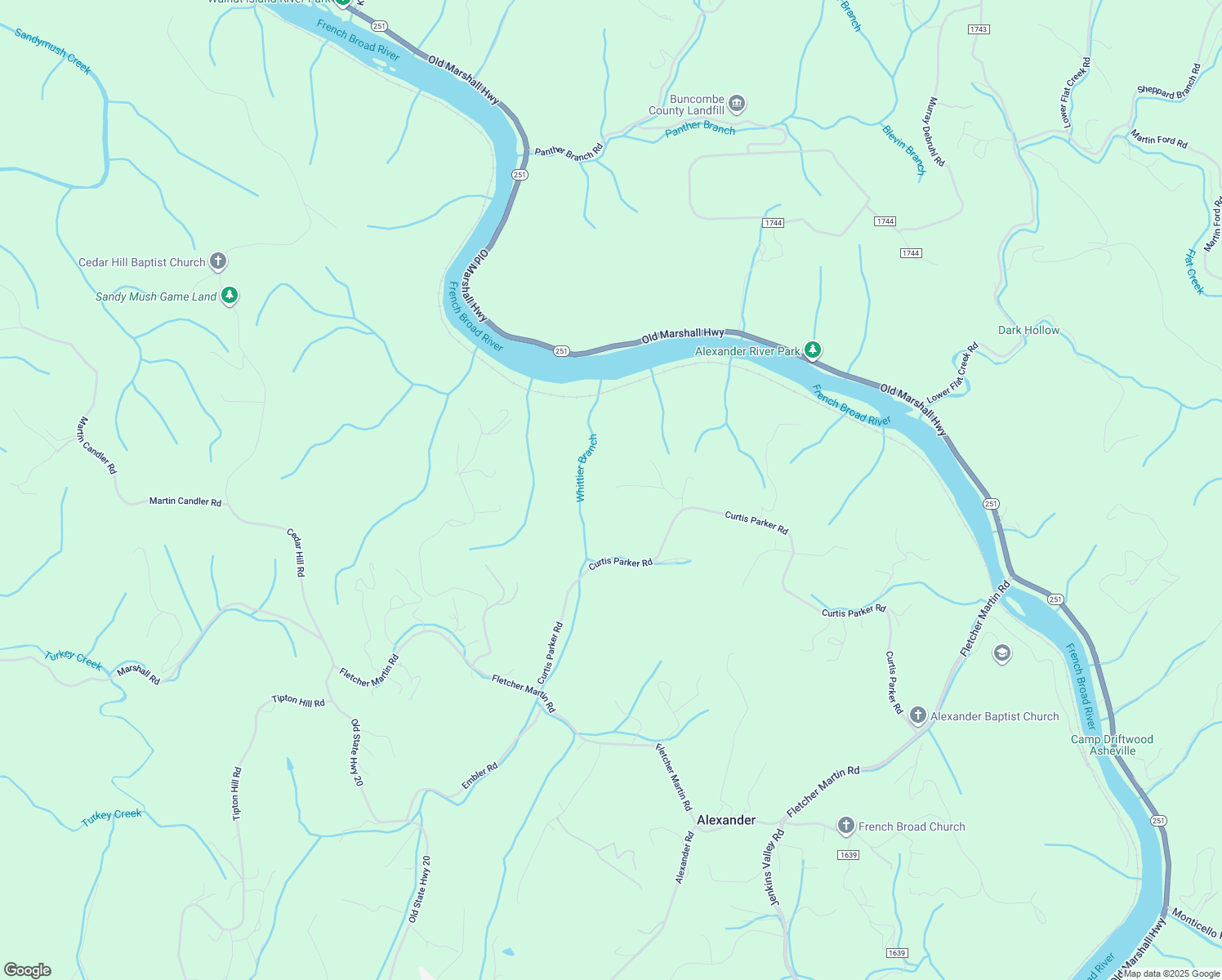 map of restaurants, bars, coffee shops, grocery stores, and more near 101 Spring Drive in Alexander