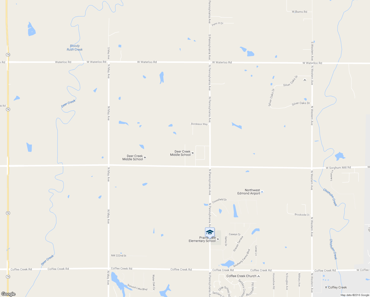 map of restaurants, bars, coffee shops, grocery stores, and more near 23792 Casa Blanca in Edmond