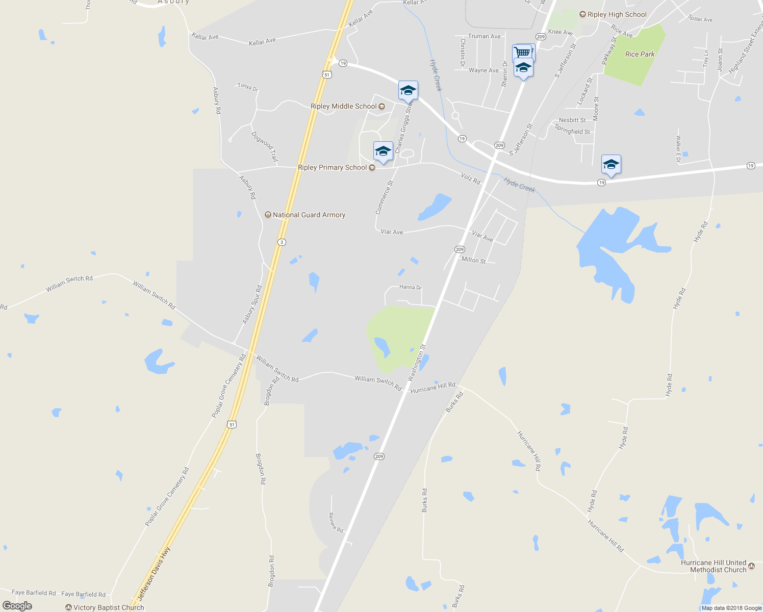 map of restaurants, bars, coffee shops, grocery stores, and more near 638 Hanna Drive in Ripley