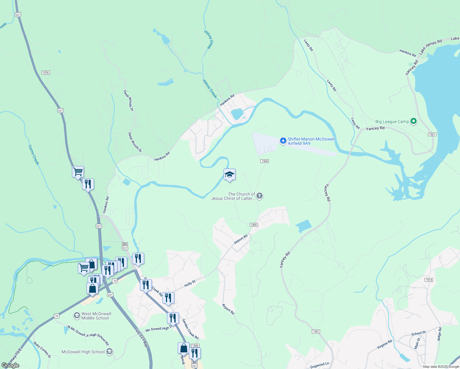 map of restaurants, bars, coffee shops, grocery stores, and more near in Marion