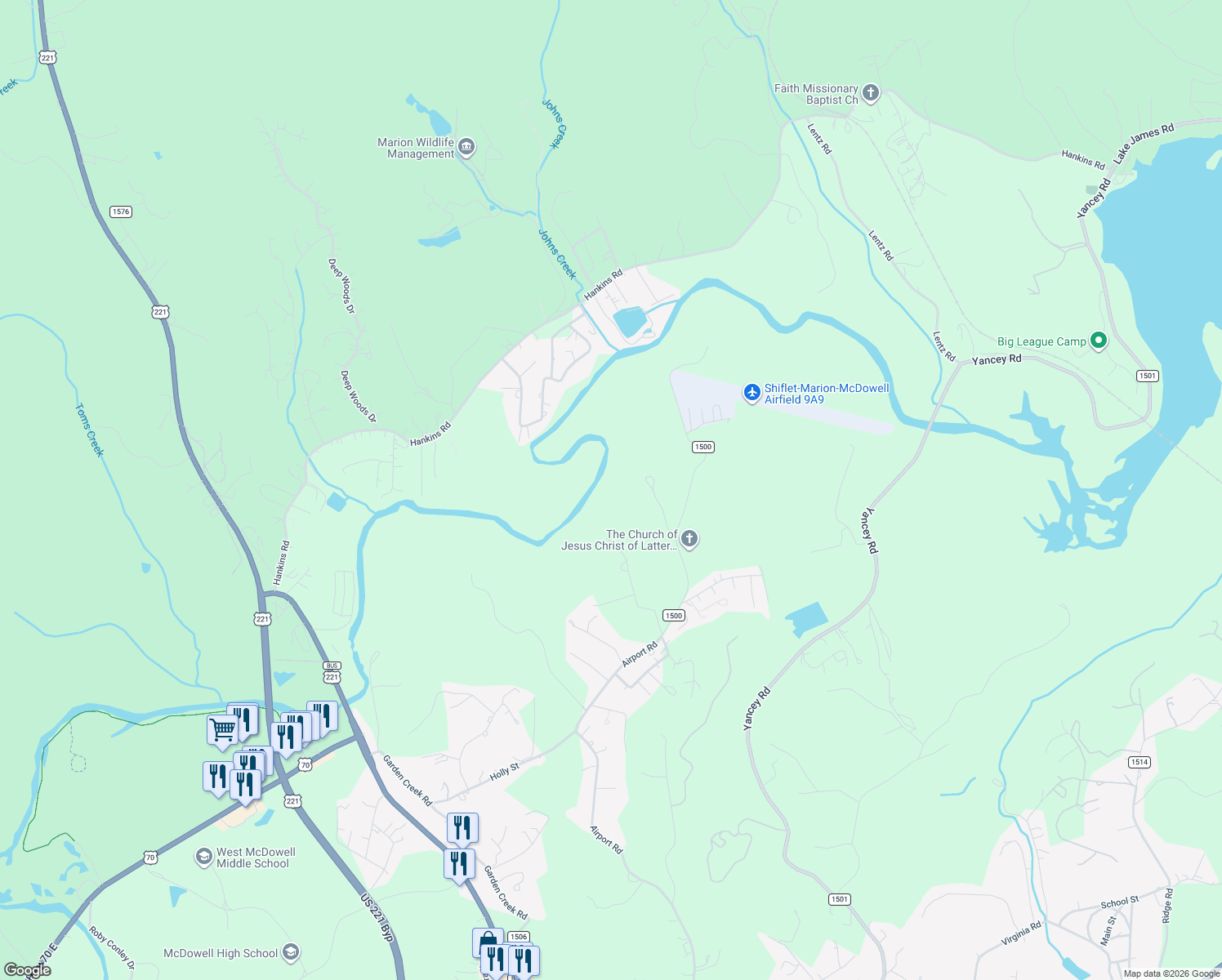map of restaurants, bars, coffee shops, grocery stores, and more near in Marion