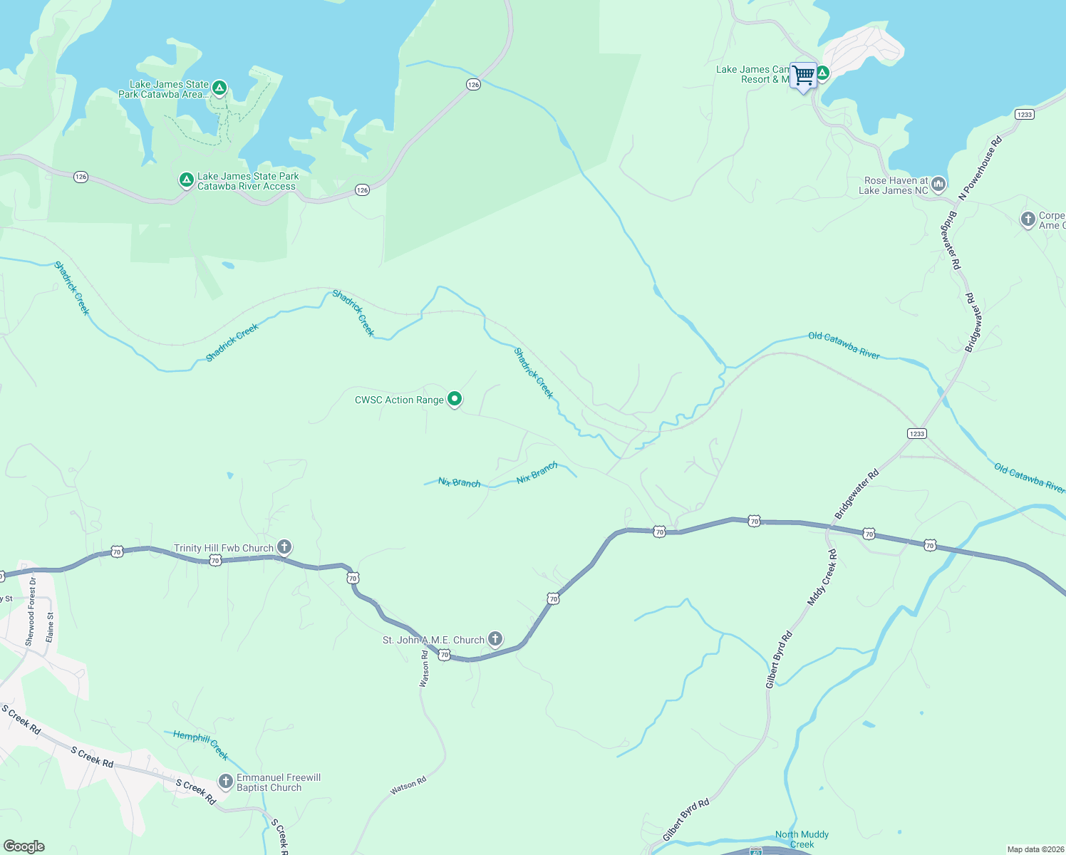 map of restaurants, bars, coffee shops, grocery stores, and more near 551 Rutherford Drive in Nebo