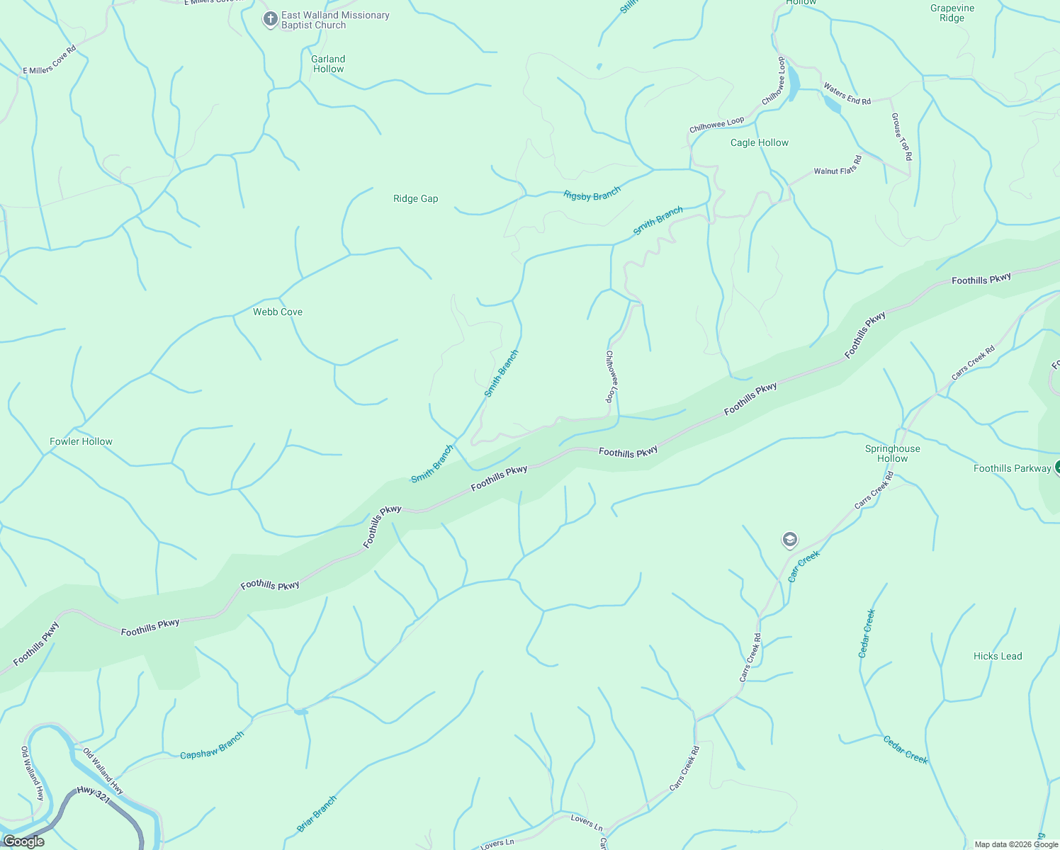 map of restaurants, bars, coffee shops, grocery stores, and more near 2816 Overlook View Road in Walland