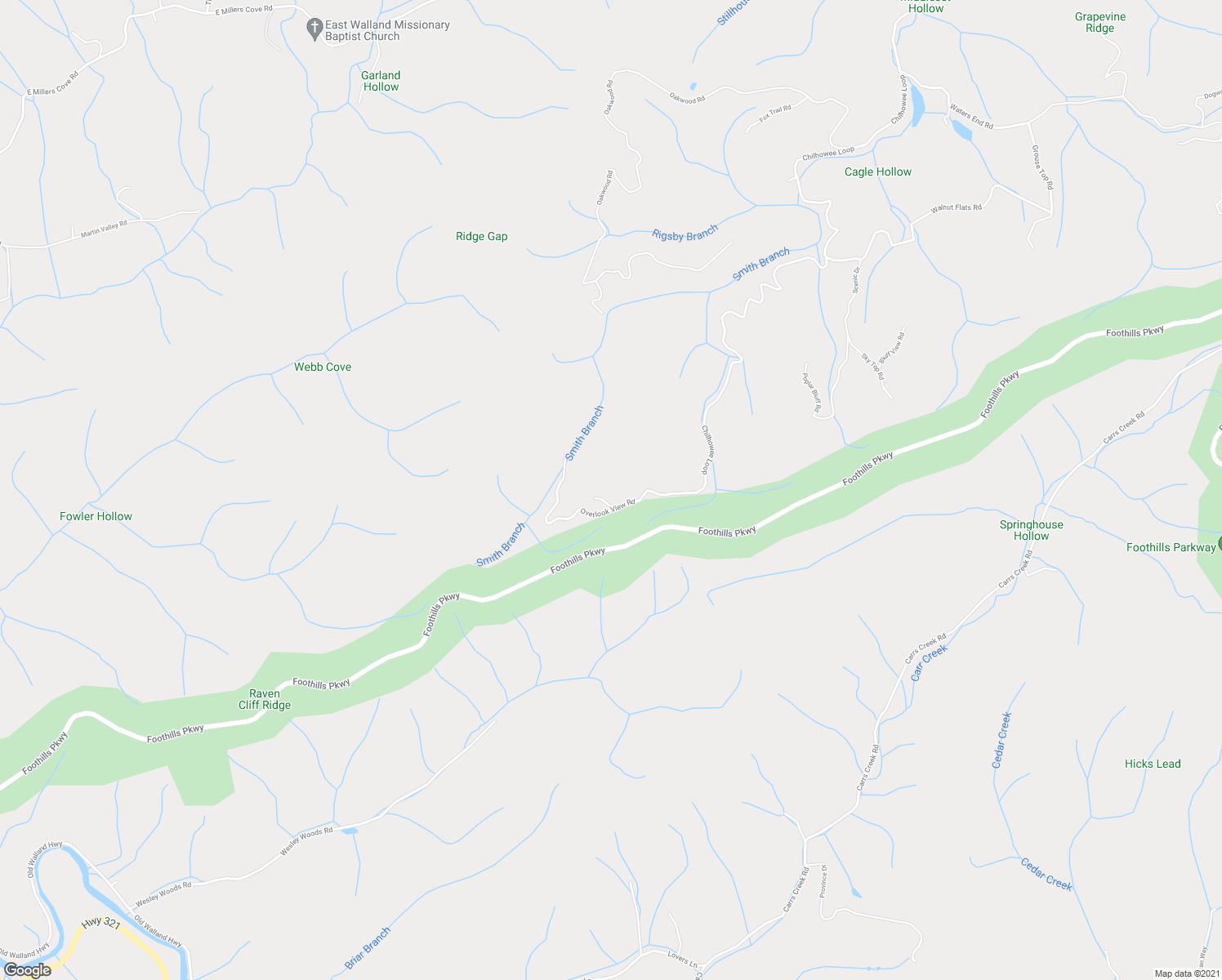 map of restaurants, bars, coffee shops, grocery stores, and more near 2816 Overlook View Road in Walland