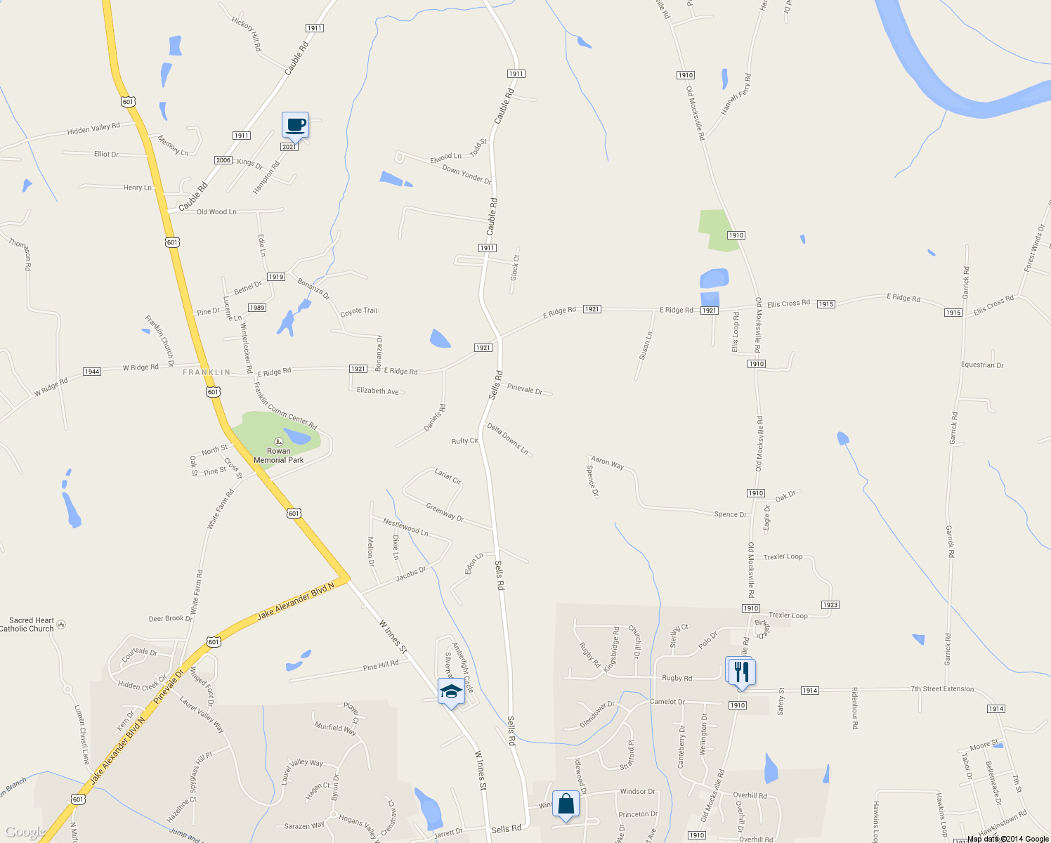map of restaurants, bars, coffee shops, grocery stores, and more near 1745 Sells Rd in Salisbury
