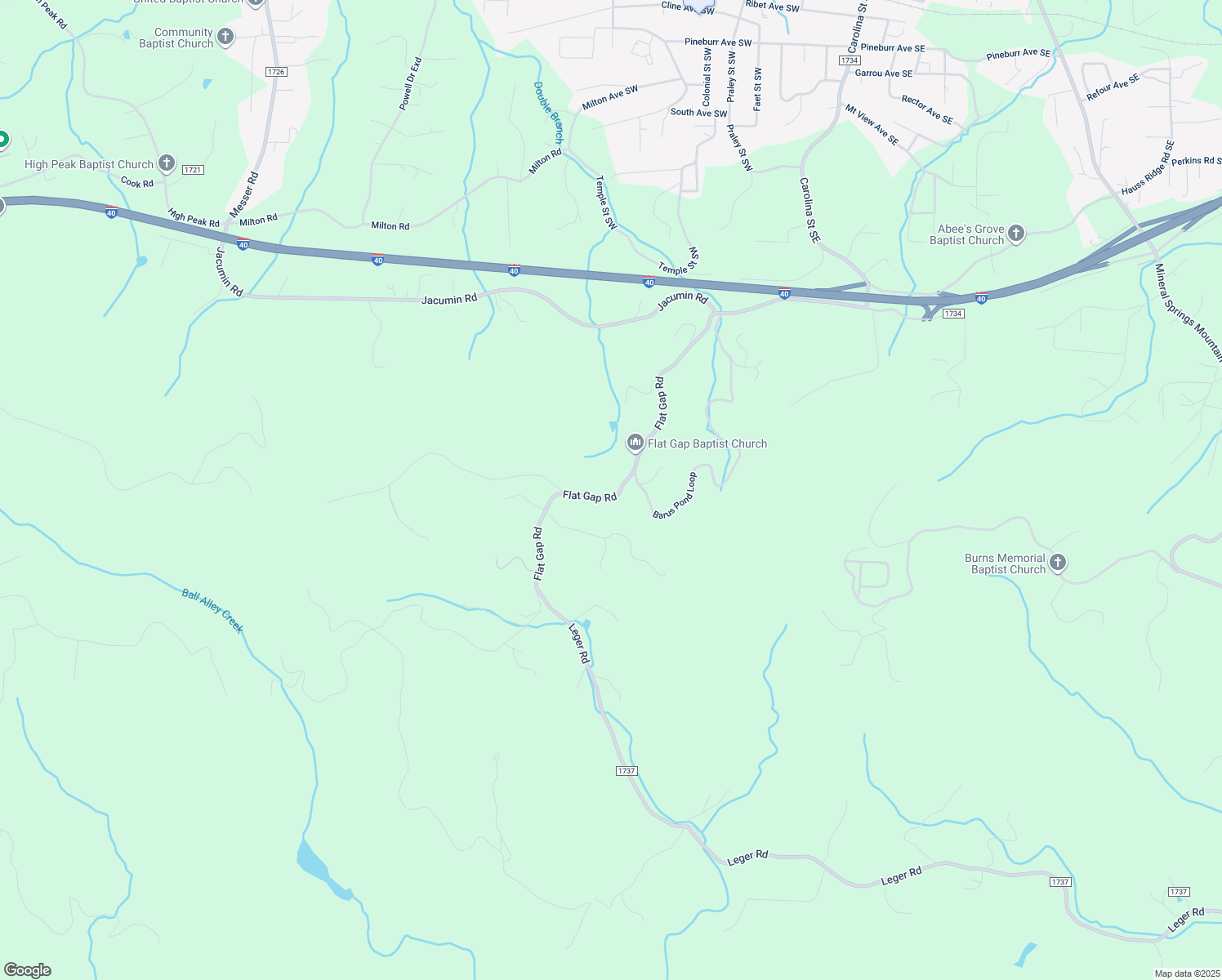 map of restaurants, bars, coffee shops, grocery stores, and more near 3236 Flat Gap Road in Valdese