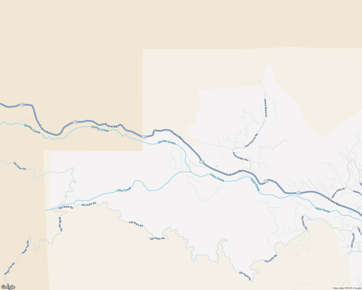 map of restaurants, bars, coffee shops, grocery stores, and more near 204 Tillie Creek Road in Wofford Heights