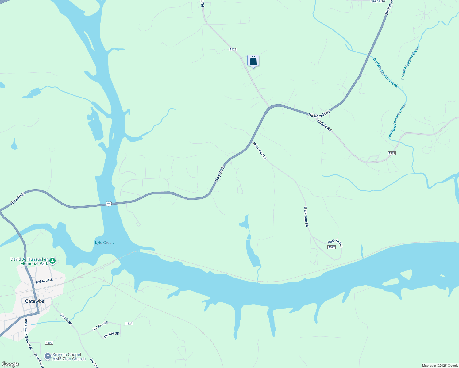 map of restaurants, bars, coffee shops, grocery stores, and more near Pierce Woods Drive in Statesville