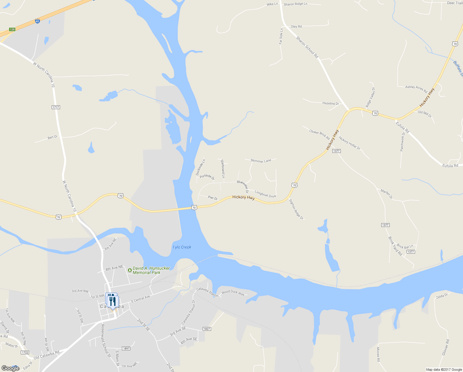map of restaurants, bars, coffee shops, grocery stores, and more near 151 Bluewater Drive in Statesville