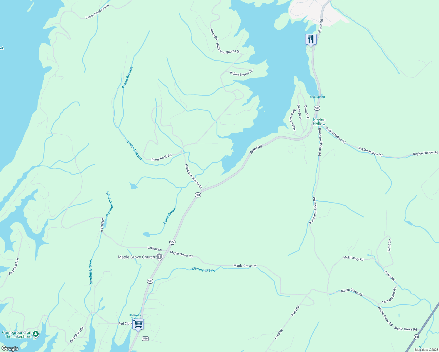 map of restaurants, bars, coffee shops, grocery stores, and more near 4398 River Road in Ten Mile