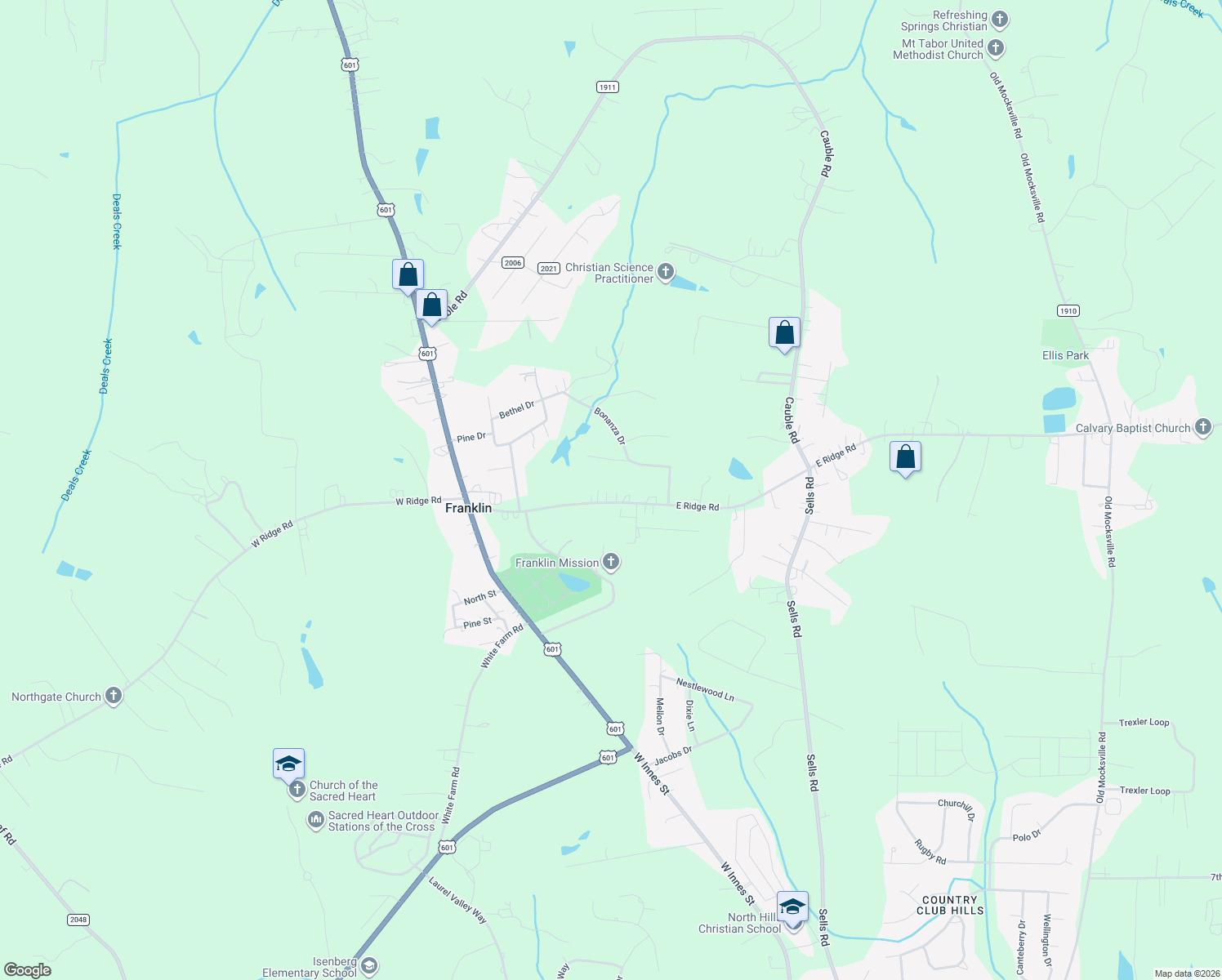 map of restaurants, bars, coffee shops, grocery stores, and more near 446 East Ridge Road in Salisbury