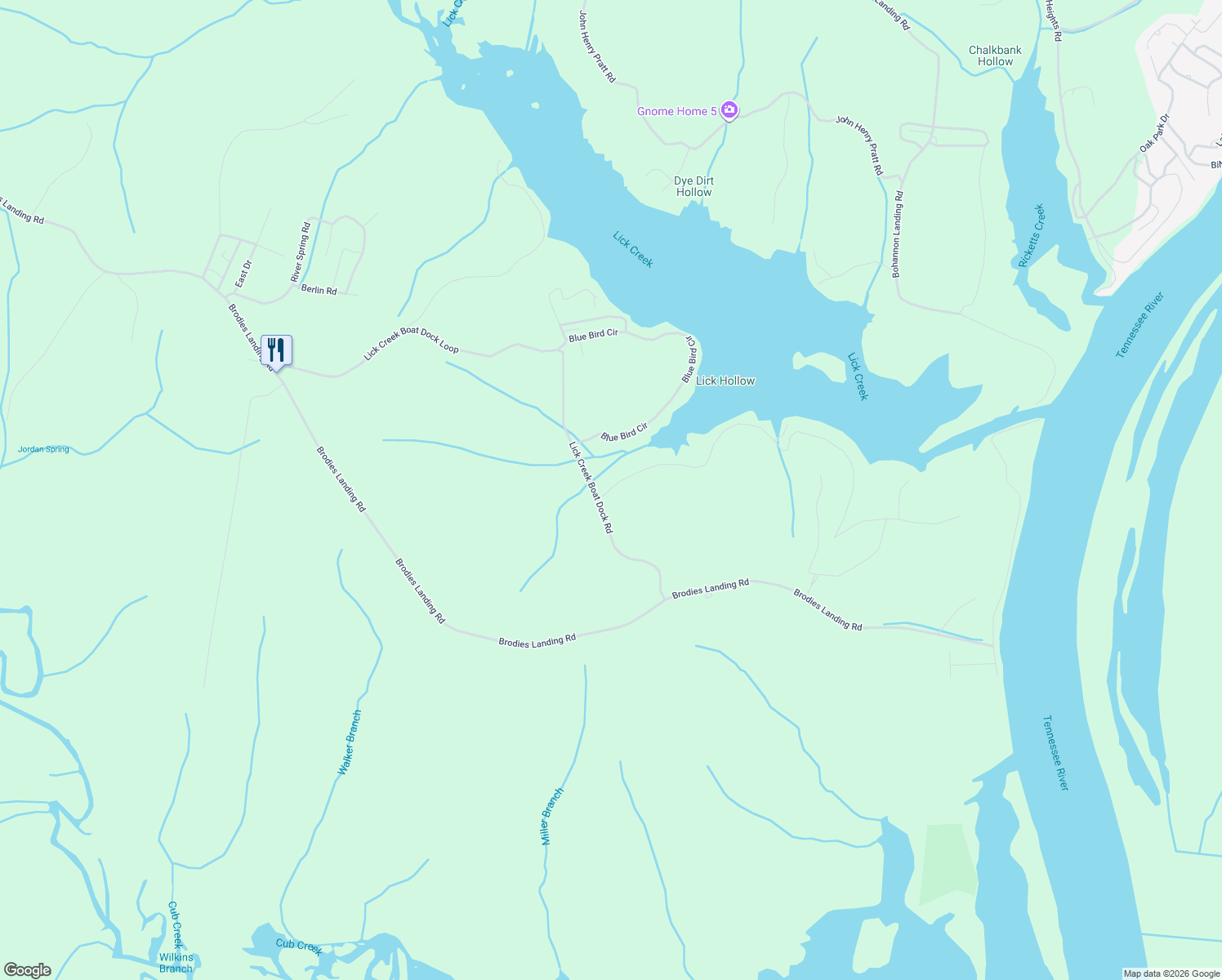 map of restaurants, bars, coffee shops, grocery stores, and more near 240 Birdsong Lane in Parsons