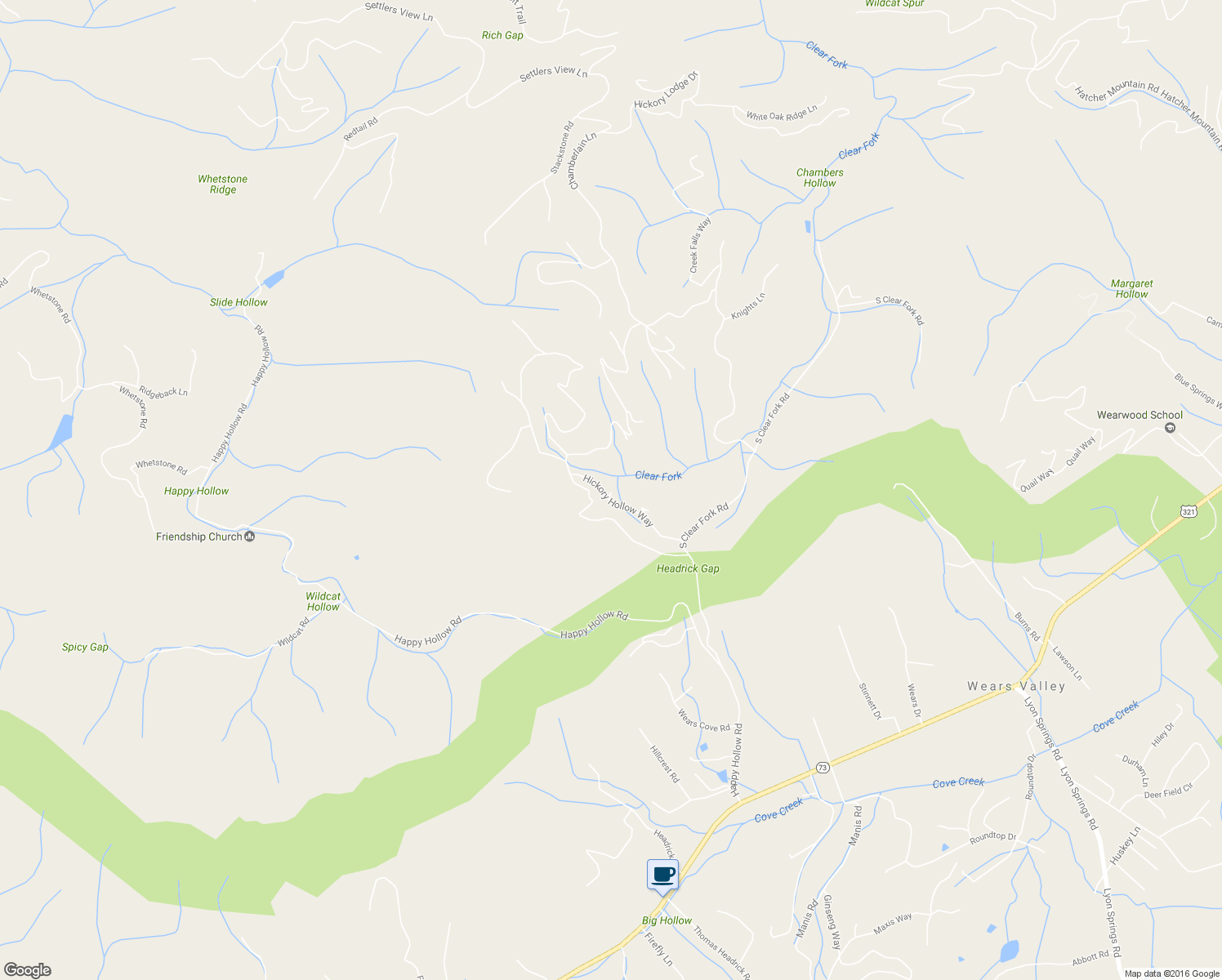 map of restaurants, bars, coffee shops, grocery stores, and more near 3902 Fern Brook Way in Sevierville