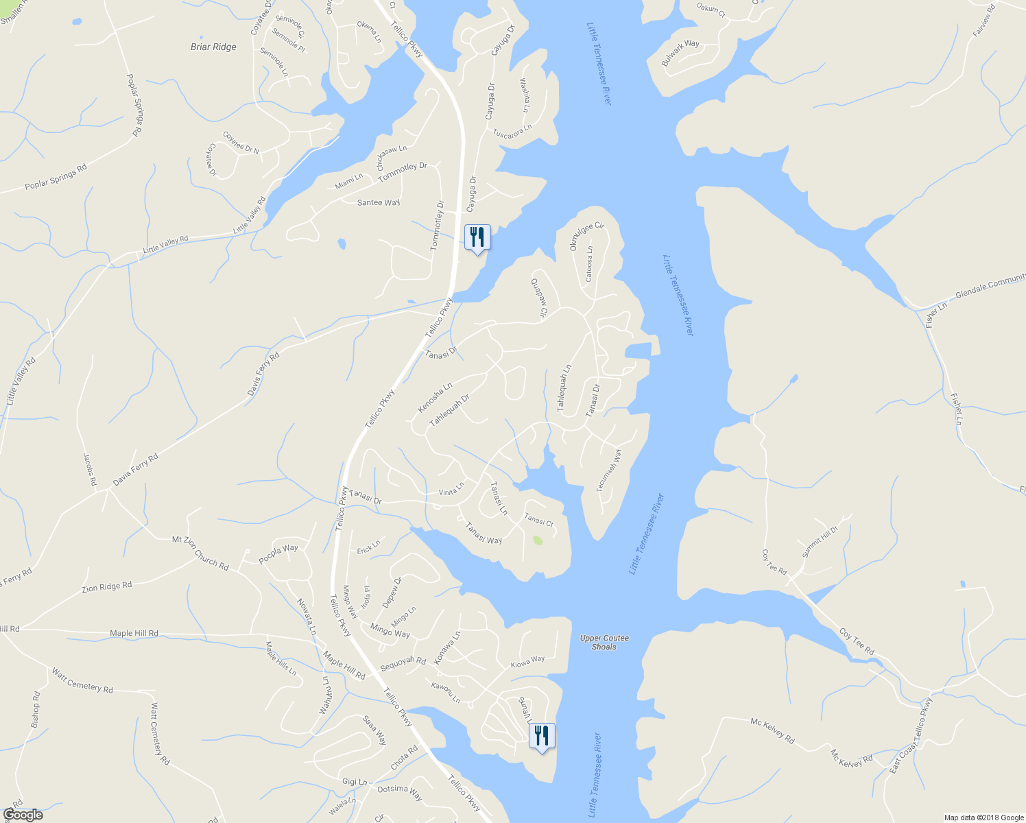 map of restaurants, bars, coffee shops, grocery stores, and more near 412 Wewoka Circle in Loudon