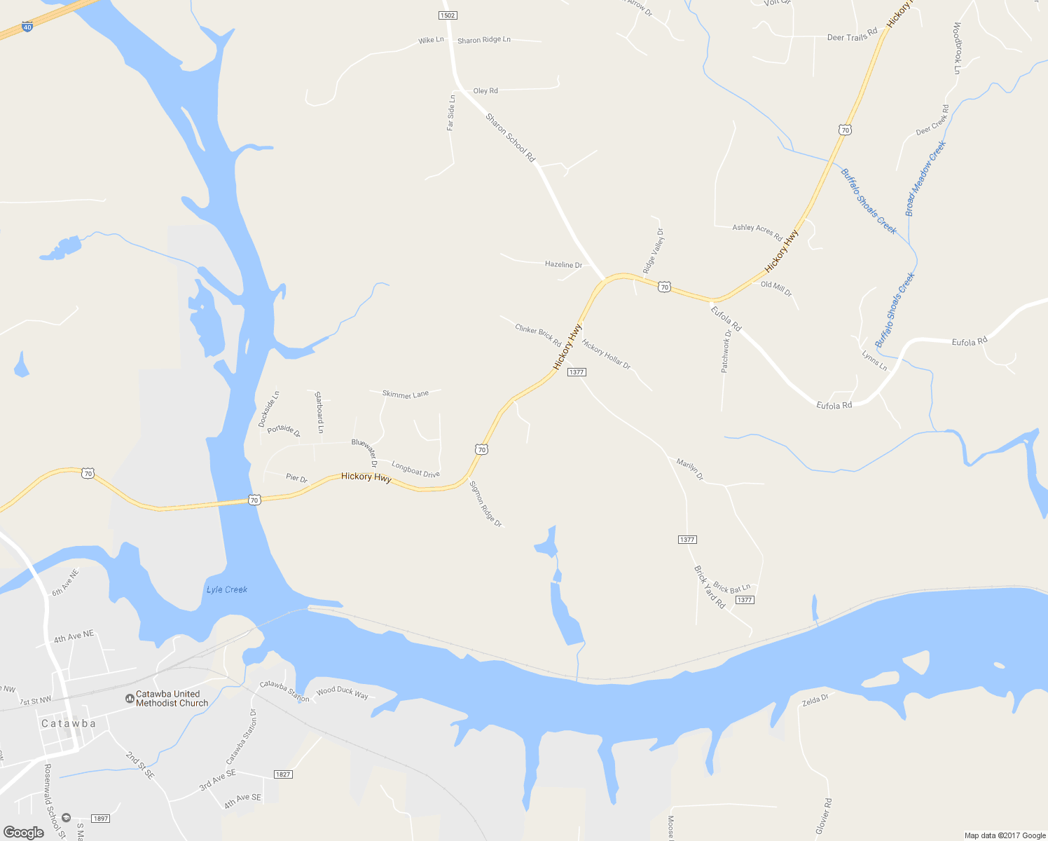 map of restaurants, bars, coffee shops, grocery stores, and more near Pierce Woods Drive in Statesville