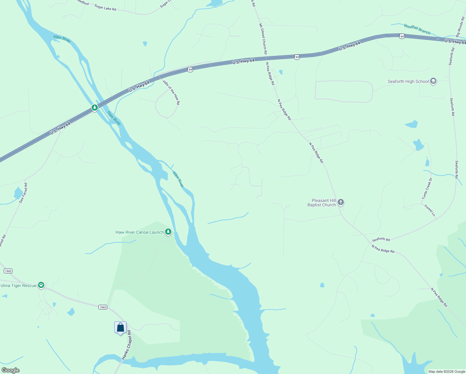 map of restaurants, bars, coffee shops, grocery stores, and more near 895 Pickett Lane in Pittsboro
