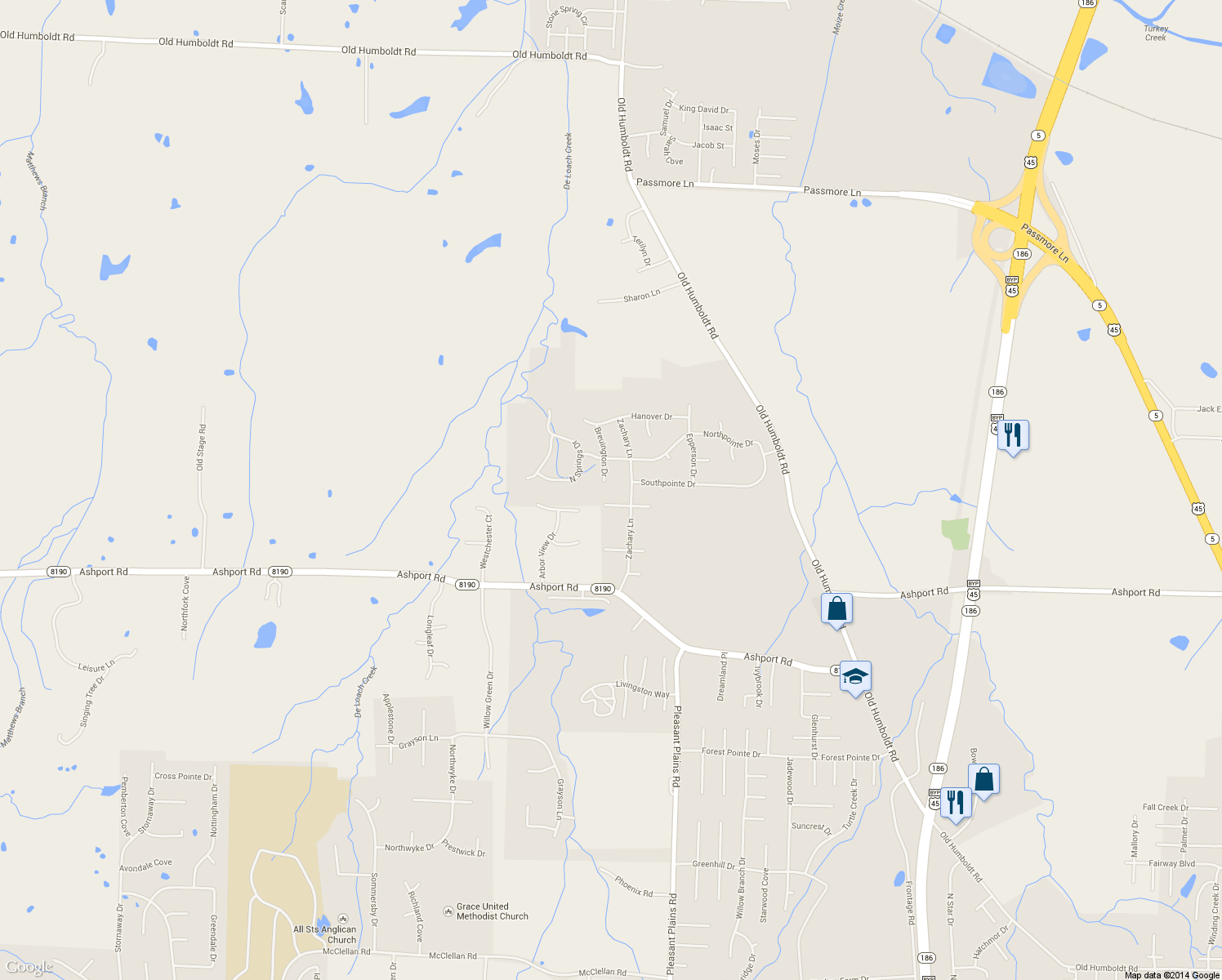 map of restaurants, bars, coffee shops, grocery stores, and more near 88 Breuington Drive in Jackson